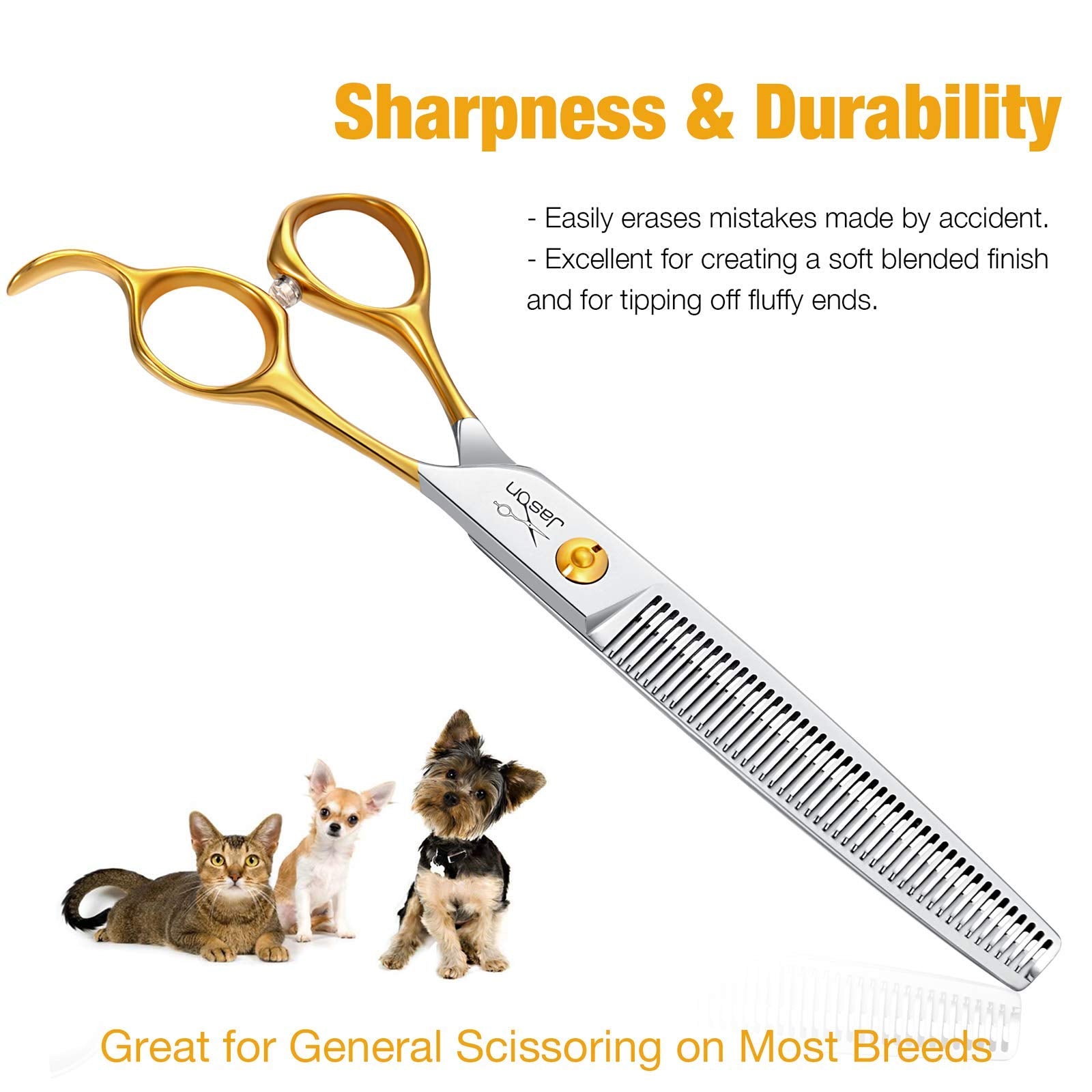 Jason 7.5' Thinning Shears For Dogs 40-Teeth Dog Grooming Blending Shear Professional Pet Thinners Blender Scissors Trimming Kit For Groomers