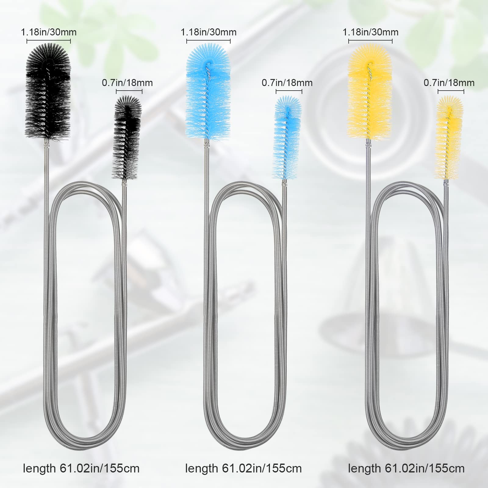Patelai 3 Pieces Aquarium Filter Hose Brush Stainless Flexible Tube Cleaning Long Brush Double-Ended Bent Pipe Cleaner Steel Spr