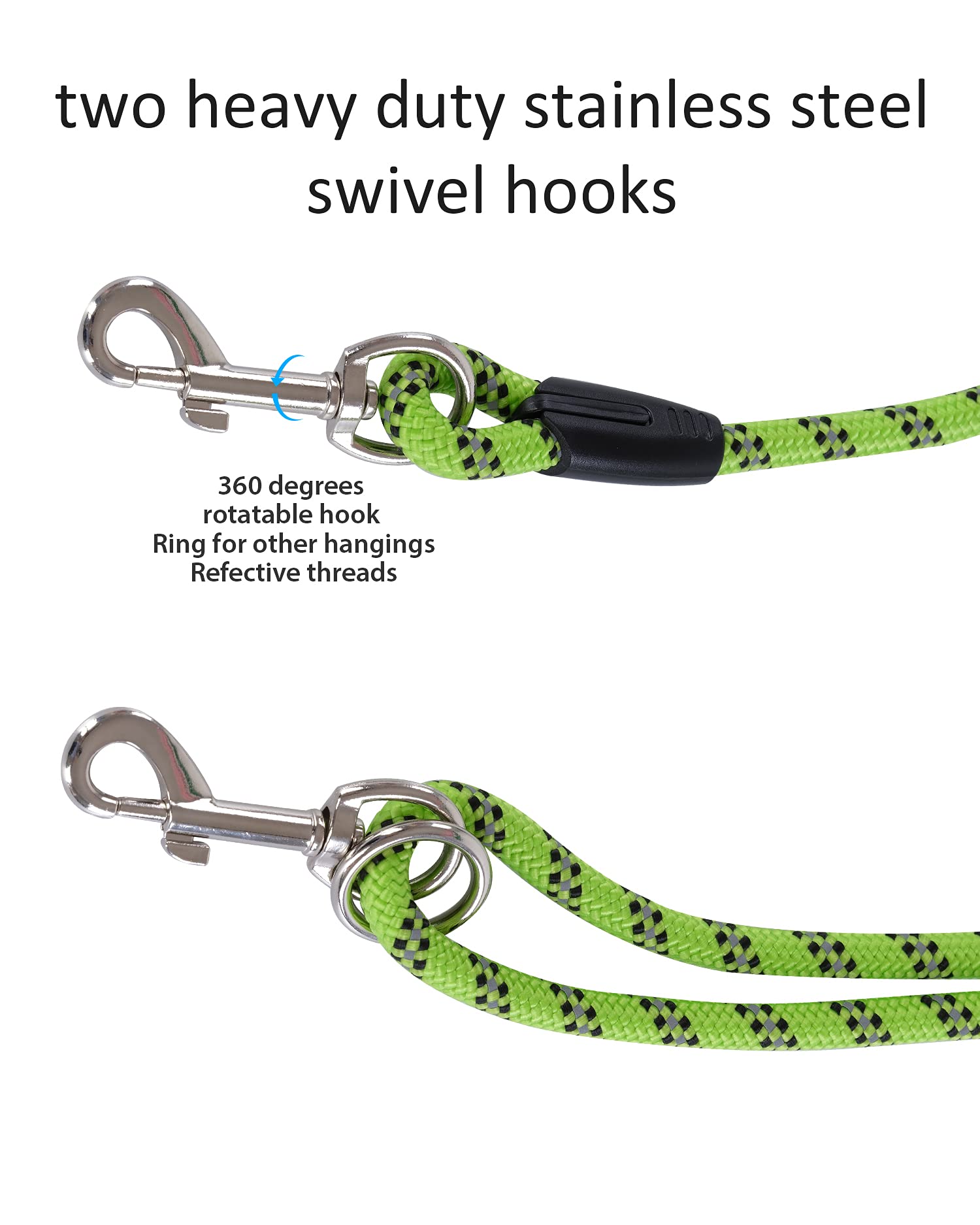 Long Dog Leash For Dog Training 16Ft/30Ft/50Ft/100Ft, Reflective Dog Leash With Lockable Hook, Heavy Duty Dog Lead For Large Medium Small Dogs Outside Walking, Playing, Camping, Or Yard 20Ft Green
