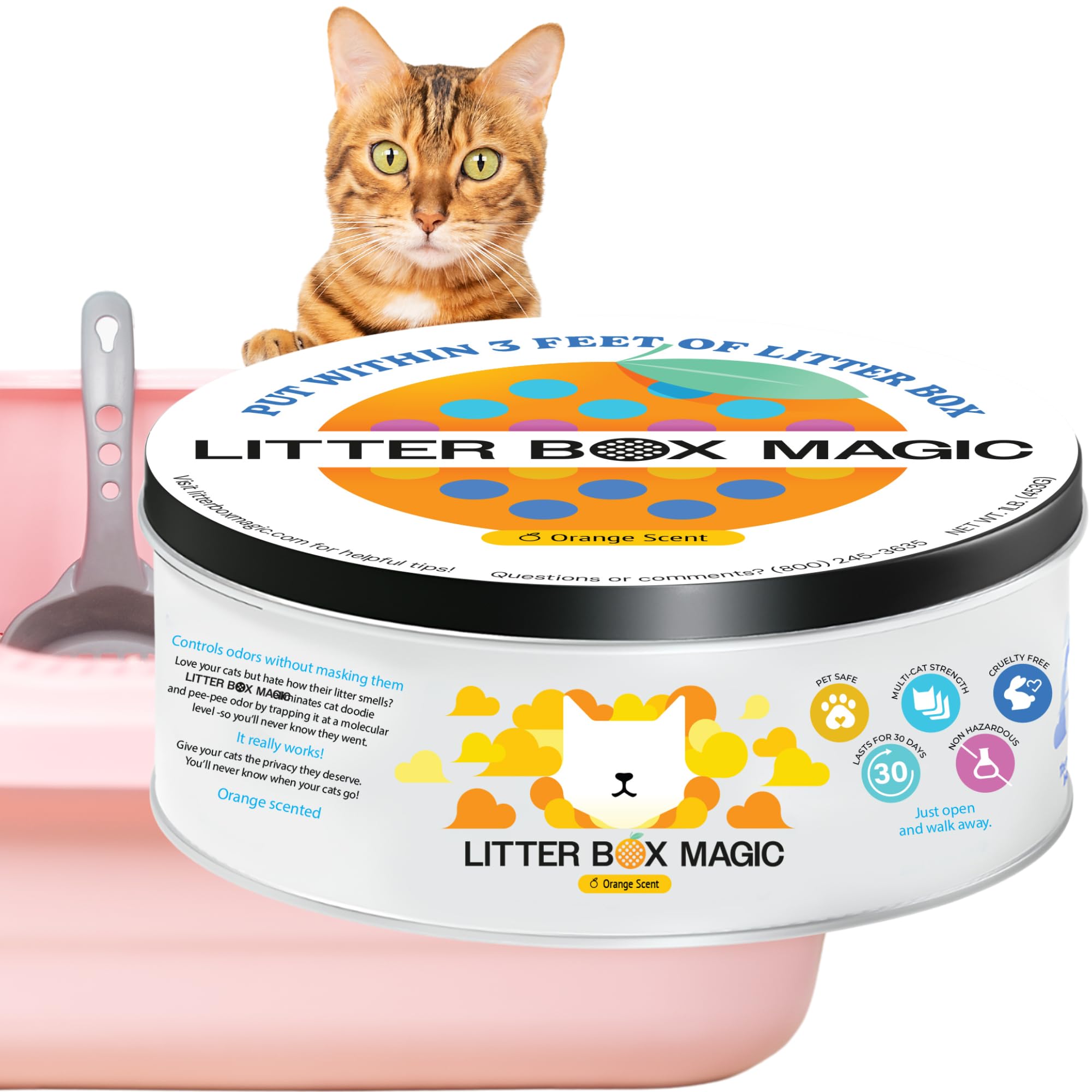 Litter Box Magic Cat Litter Deodorizer Jar (Orange Scent, 16 Oz, Pack Of 1) - Cat Litter Odor Control Gel In A Jar - Cat Litter 