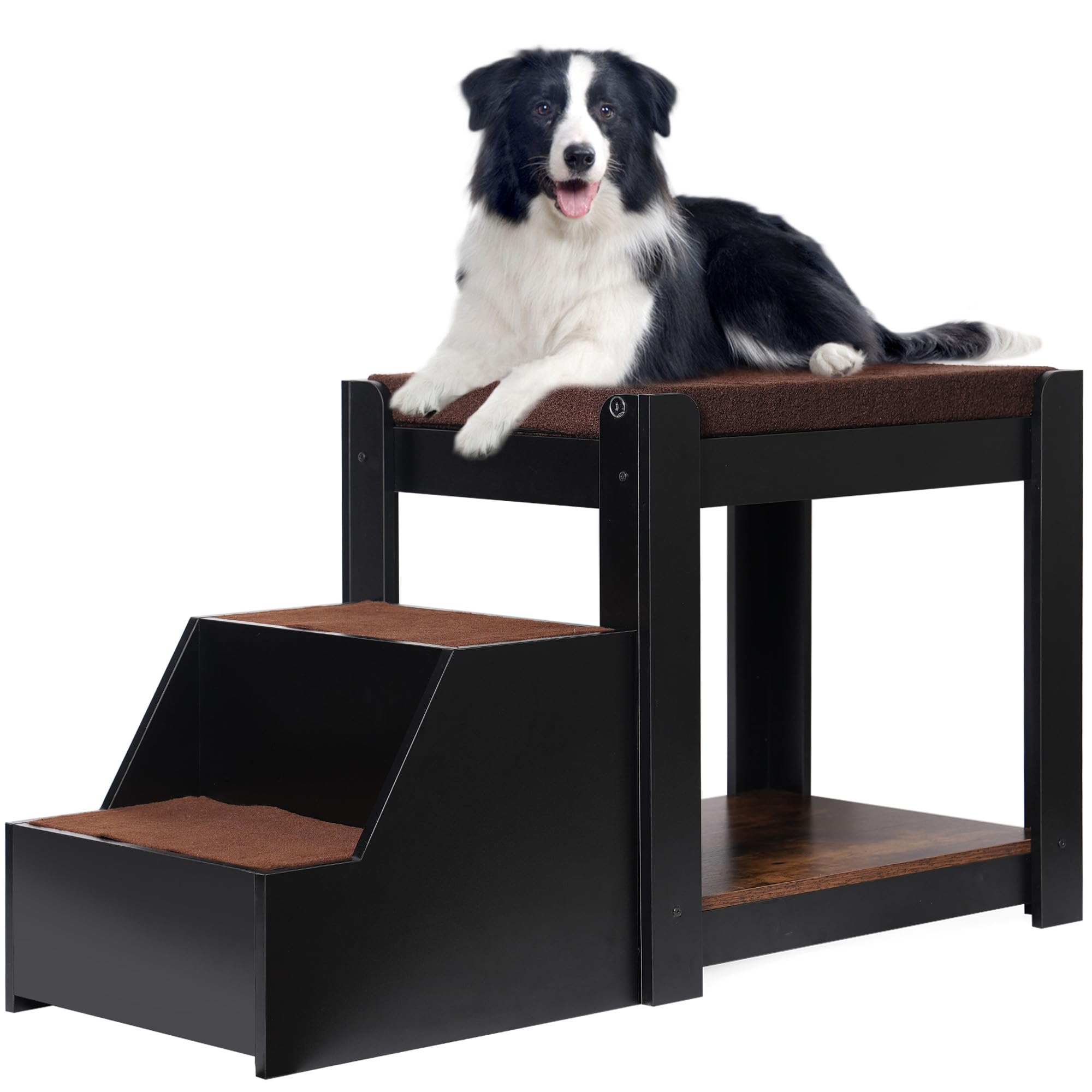 Sogespet Large Dog Window Seat With Stairs, Non-Slip Removable Soft Pads, Indoor Dog Perch To Look Out Window