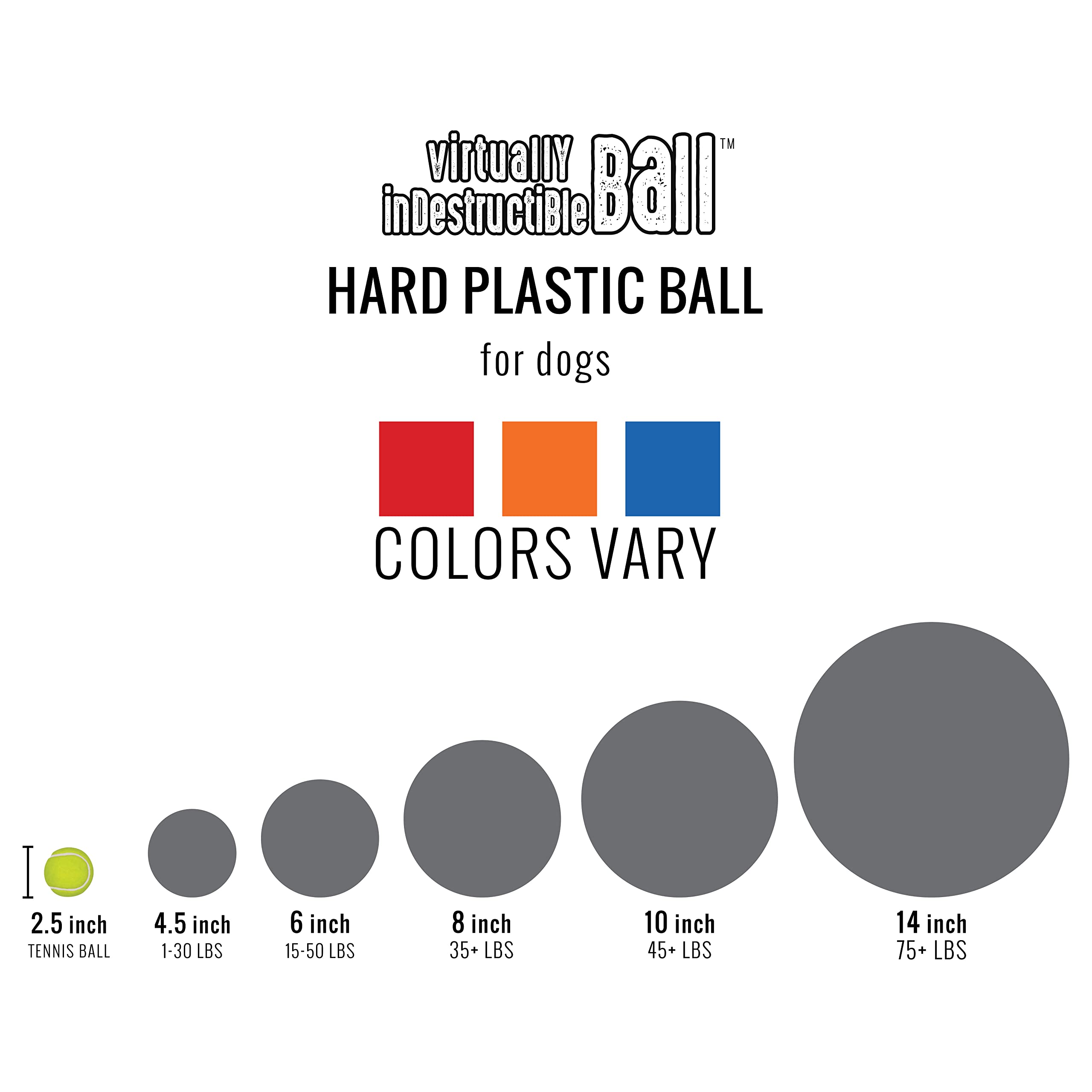 Doggie Dooley B00Cit99Bc Virtually Indestructible Best Ball (Hard Plastic, Colors May Vary), All Breed Sizes , 14 Inch