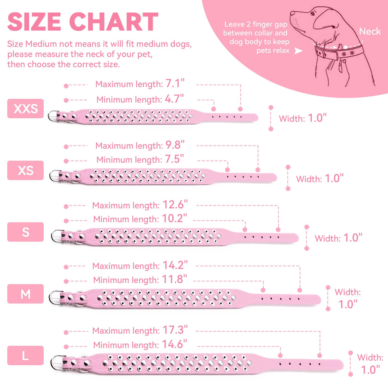 Doggyzstyle Spiked Dog Cat Collar Female Pink Soft Leather Spike Puppy Collars Adjustable Mushroom Anti Bite Studded Dog Collars For Small Medium Large Dogs Chihuahua Yorkshire Pit Bull (Pink,M)