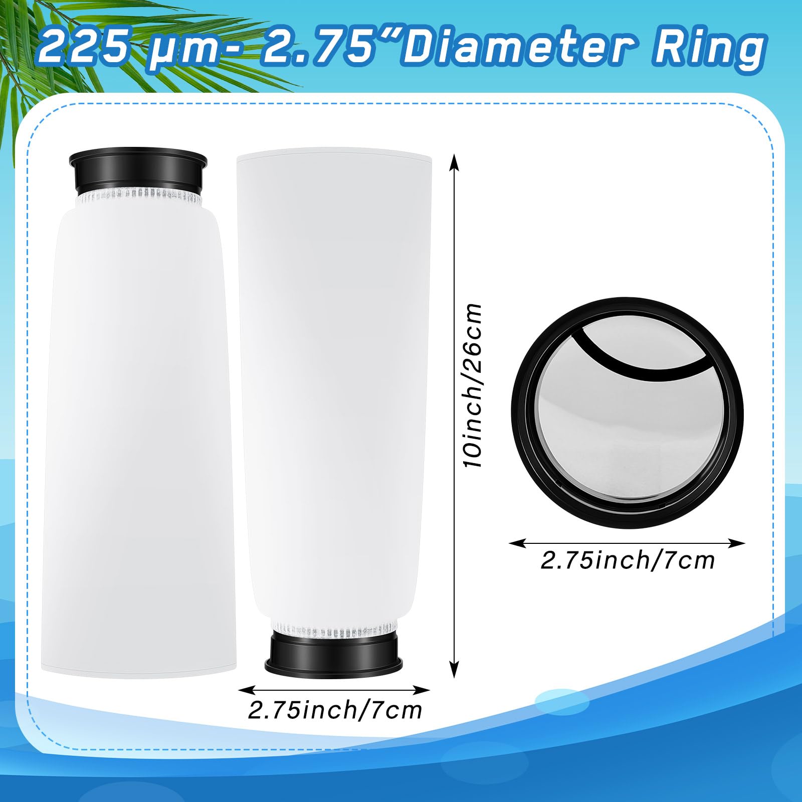 Jecery 8 Pcs 2.75 X 10 Inches Filter Socks Aquarium Filter Bags With Black Rim 225 Μm Aquarium Filter Sock For Saltwater Aquarium Ponds Sumps Overflows