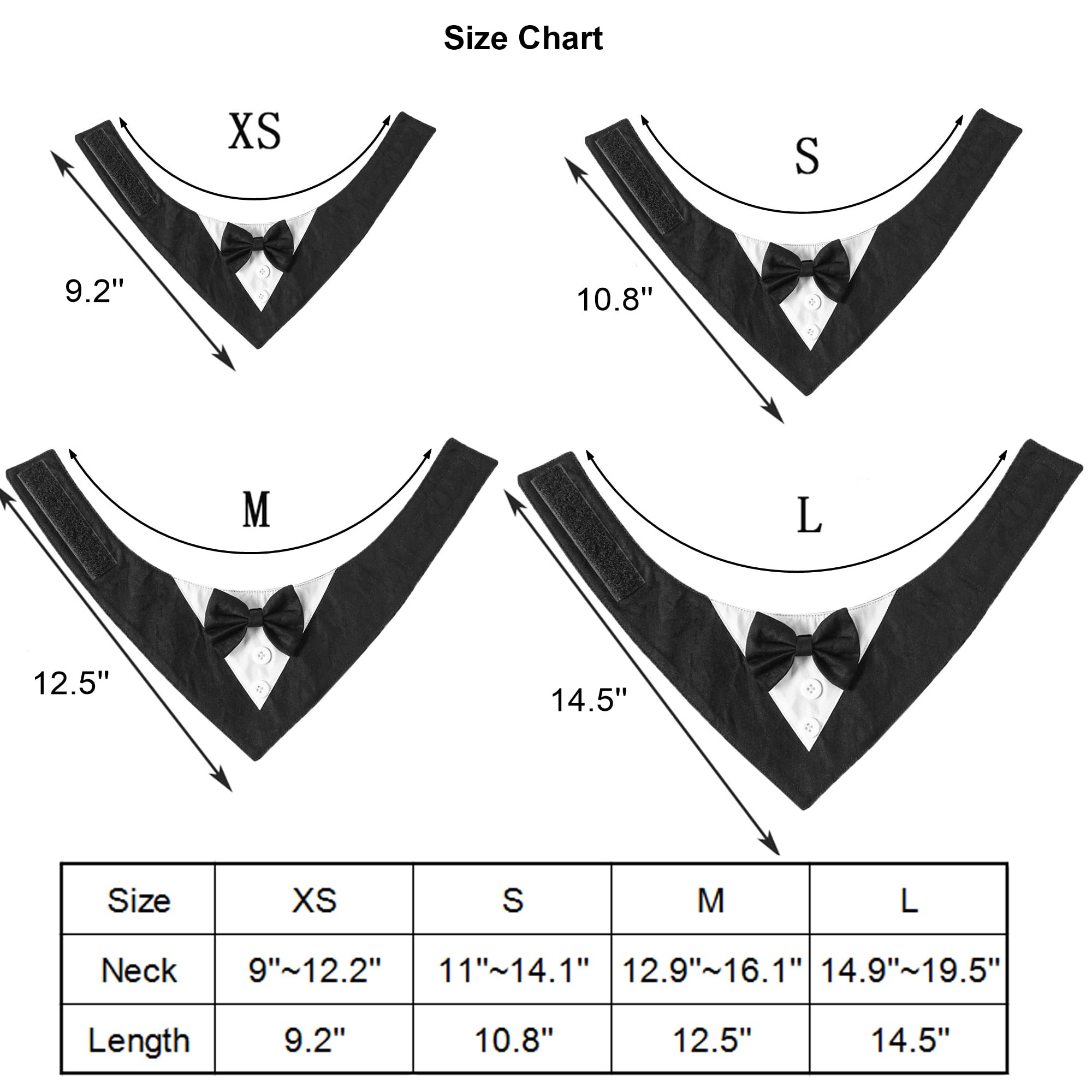 Adoggygo Formal Dog Tuxedo Wedding Dog Bandana Dog Wedding Tux With Bowtie Dog Birthday Costume Adjustable Dog Formal Outfit For Medium Large Dogs Pets (L, Black)