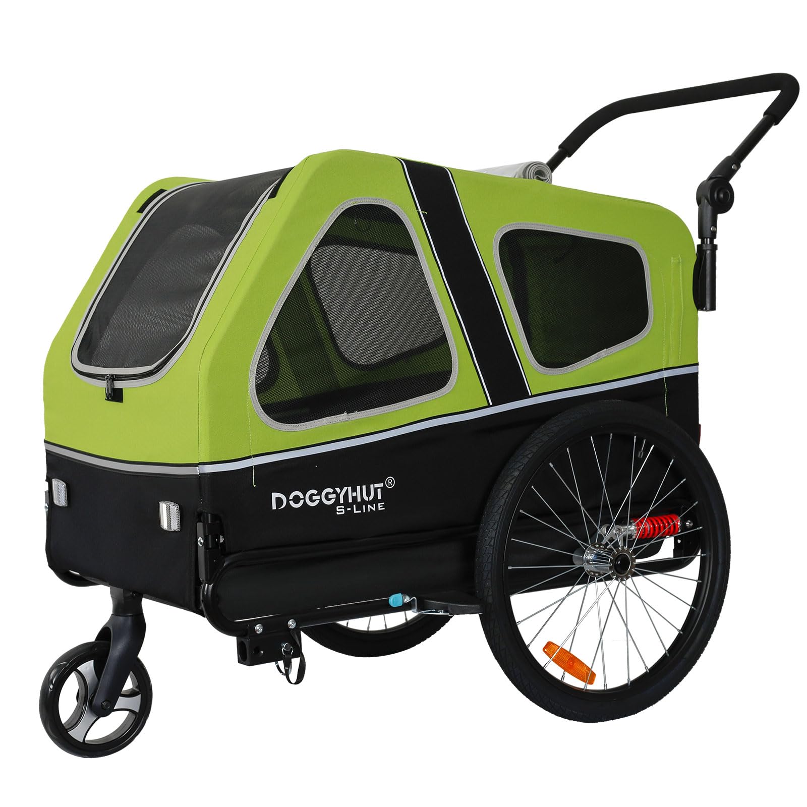 Doggyhut S-Line Xl Pet Bike Trailer & Stroller For Dogs Up To 100 Lbs (Green)