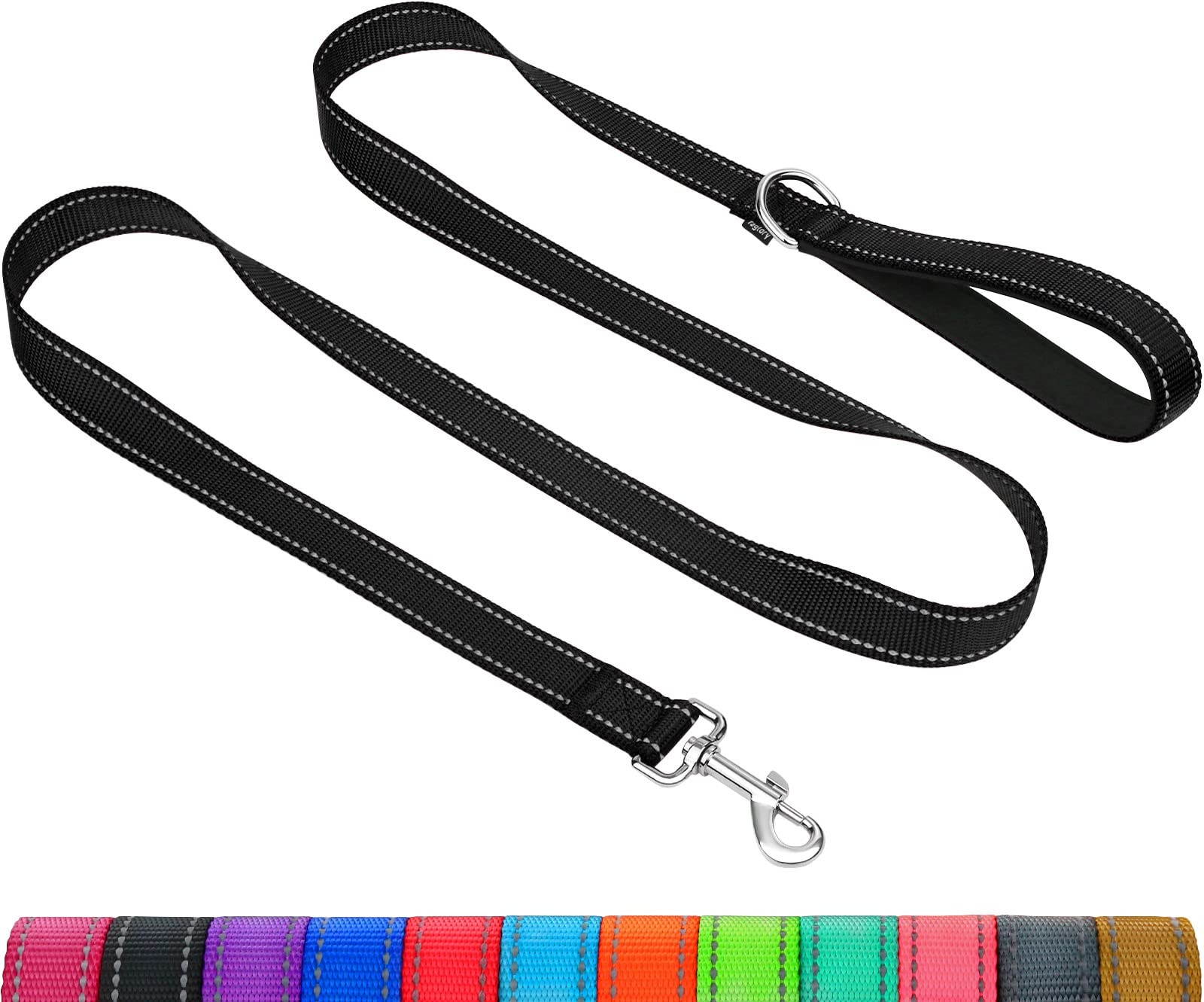 Taglory Dog Leash For Small Dogs | Double-Sided Reflective | Soft Neoprene Padded Handle | 3/4 Inch By 4 Ft | Fit Small Medium Large Breeds Dogs Under 20Lbs | Black