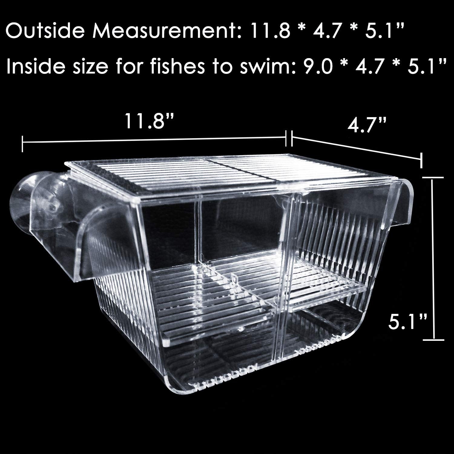 Fish Breeder Box Fish Hatchery Floating Fish Breeding Box with Removable Grating Perfect Fish Tank Divider for Agreesive Injured