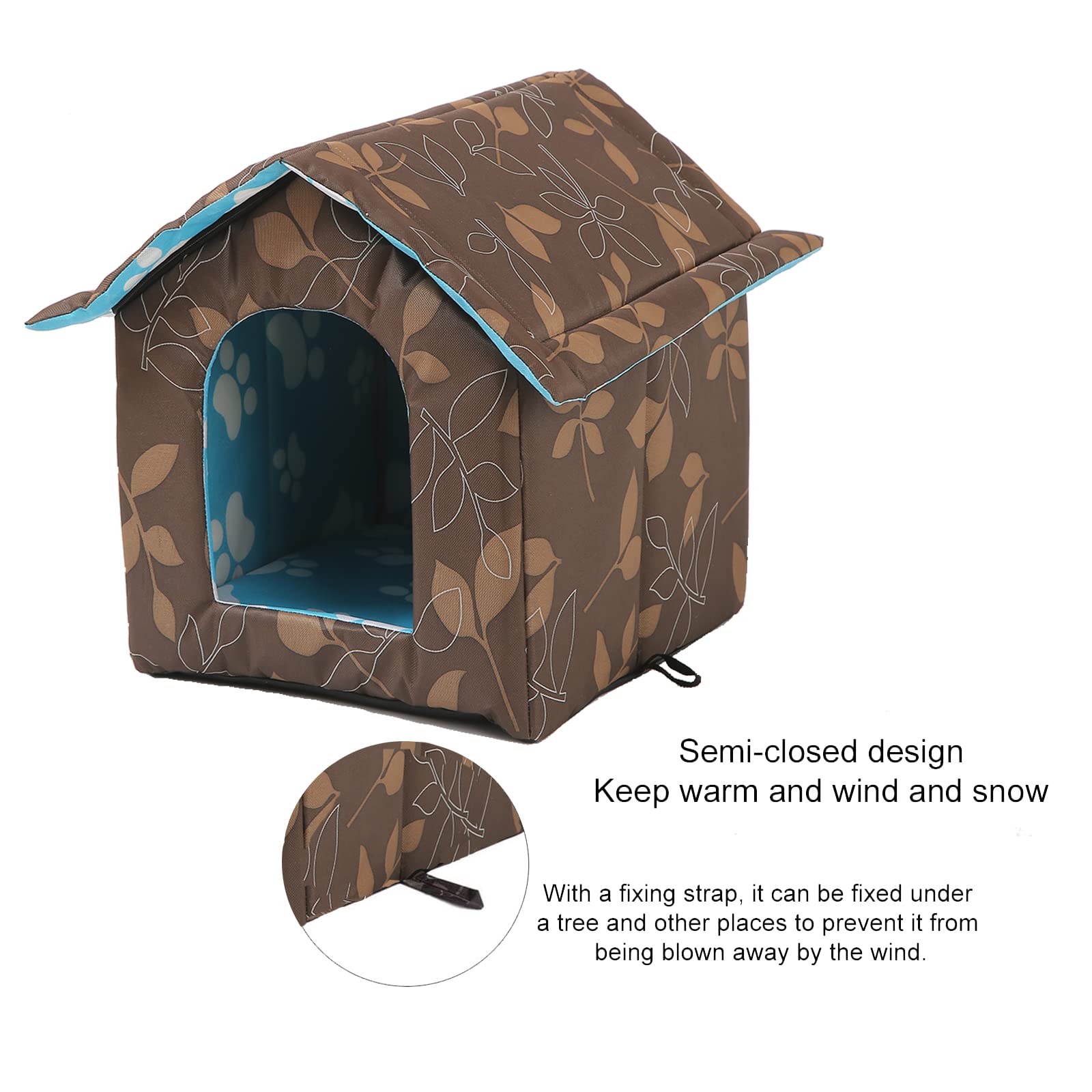 Outdoor Cat House, Feral Cat House With Transparent Curtain, Stray Cats Shelter (Shabby Chic, Medium-Houses)