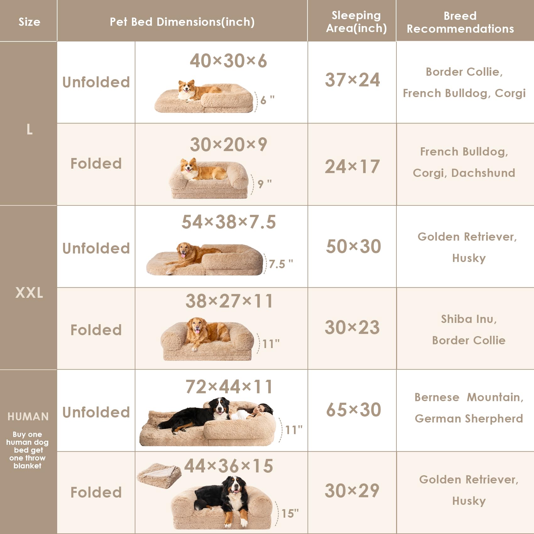 Eheyciga Foldable Human Dog Bed, Orthopedic Memory Foam Human Sized Dog Bed, Waterproof Pet Bed For People, Faux Fur Pet Couch F