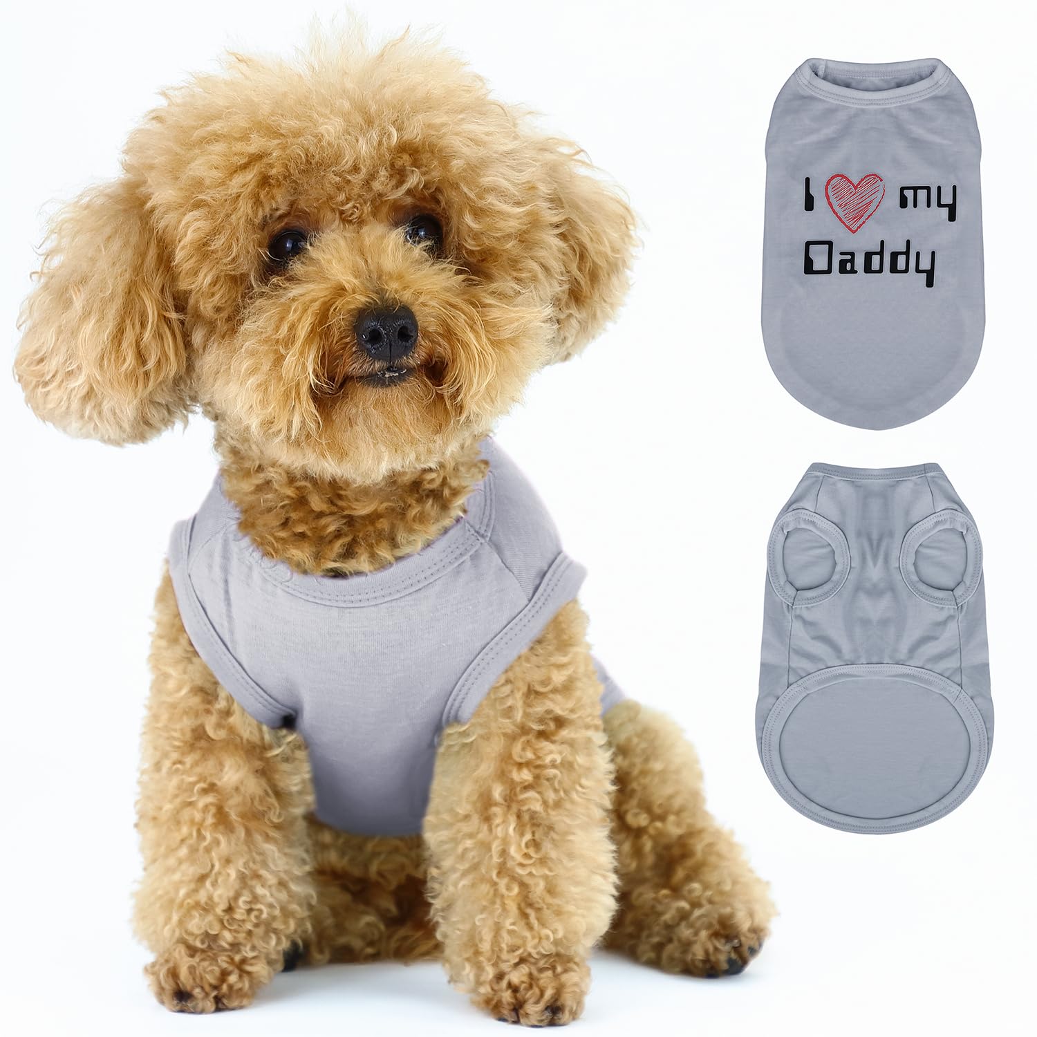 Paiaite Expressive Pet Vest: Sleeveless Dog Shirt with 'I Love My Daddy' Slogan, Ideal for Chihuahuas, Poodles, Yorkies, and Mor