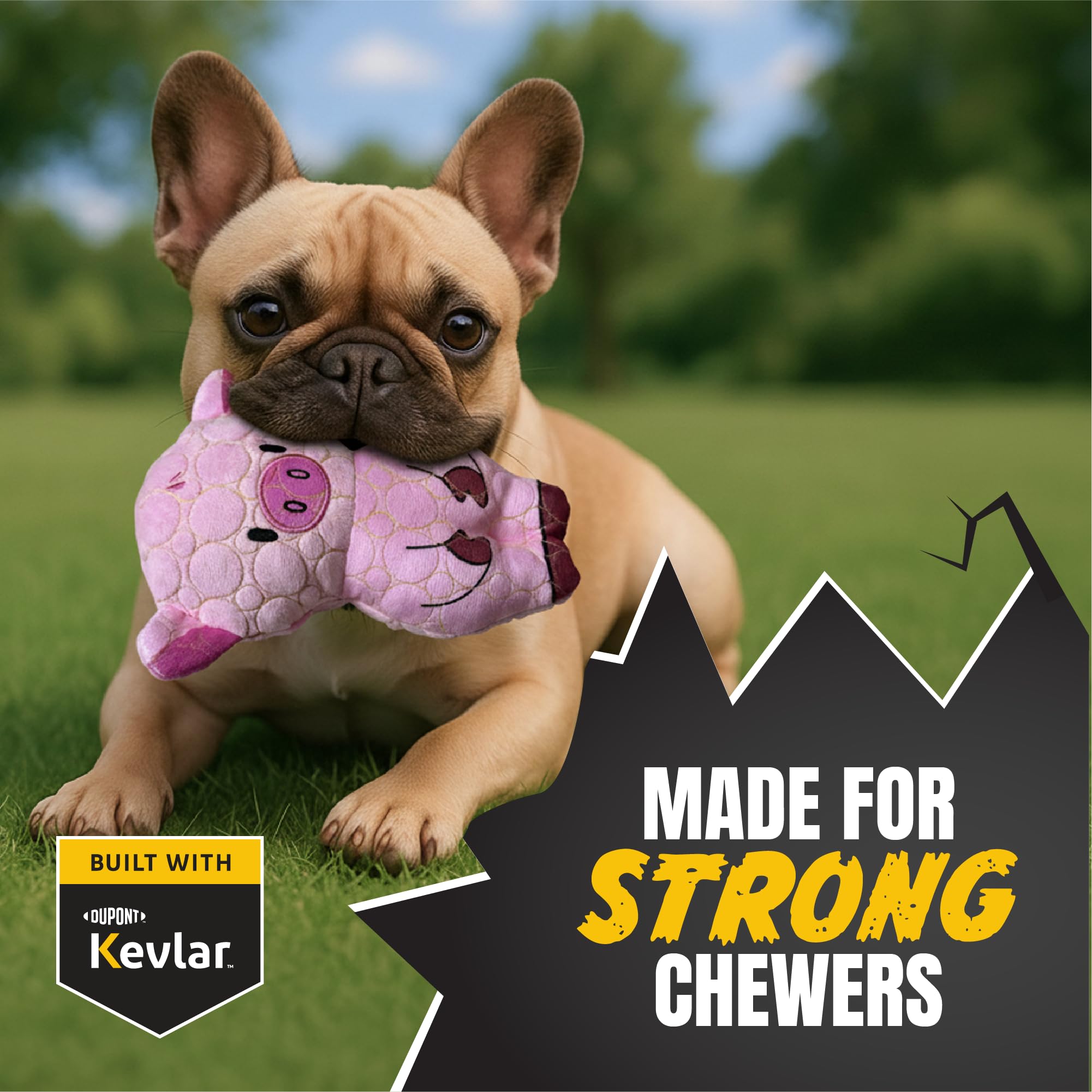 Bite Force Durable Dog Toy - Peppa Pig Squeaker, Kevlar-Reinforced for Aggressive Chewers, Pink, Model BF1190