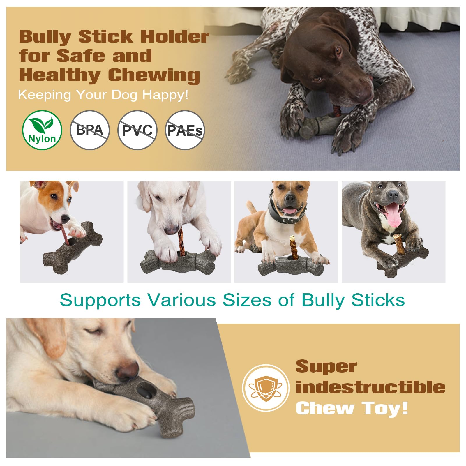 Carllg Bully Stick Holder For Dogs, Durable Chew Toy