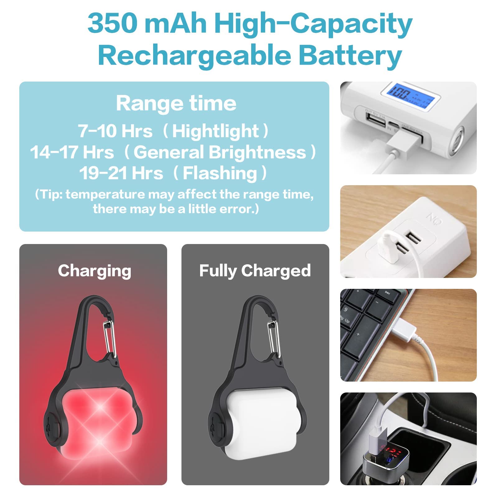 Blbs Rechargeable Dog Collar Light -3 Modes Dog Light, Ip65 Waterproof Dog Walking Light, 50Lm Dog Lights For Night Walking, Running, Camping, Climbing, Bike, 2 Pack