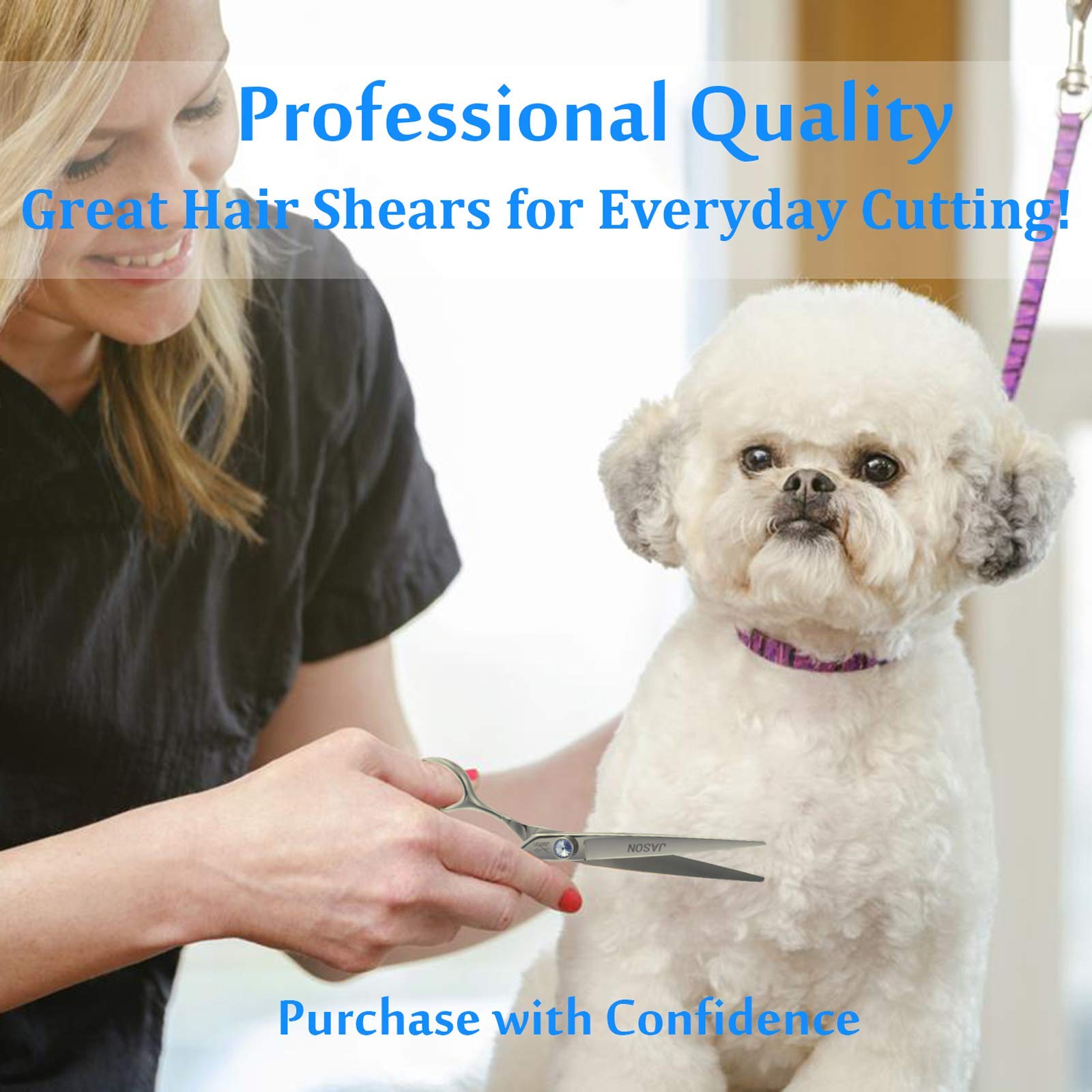 8' Straight Dog Grooming Scissors Long Pets Grooming Shears Premium Cats Trimming Kit With Offset Handle And A Jewelled Screw Sharp Comfortable Durable Light-Weight
