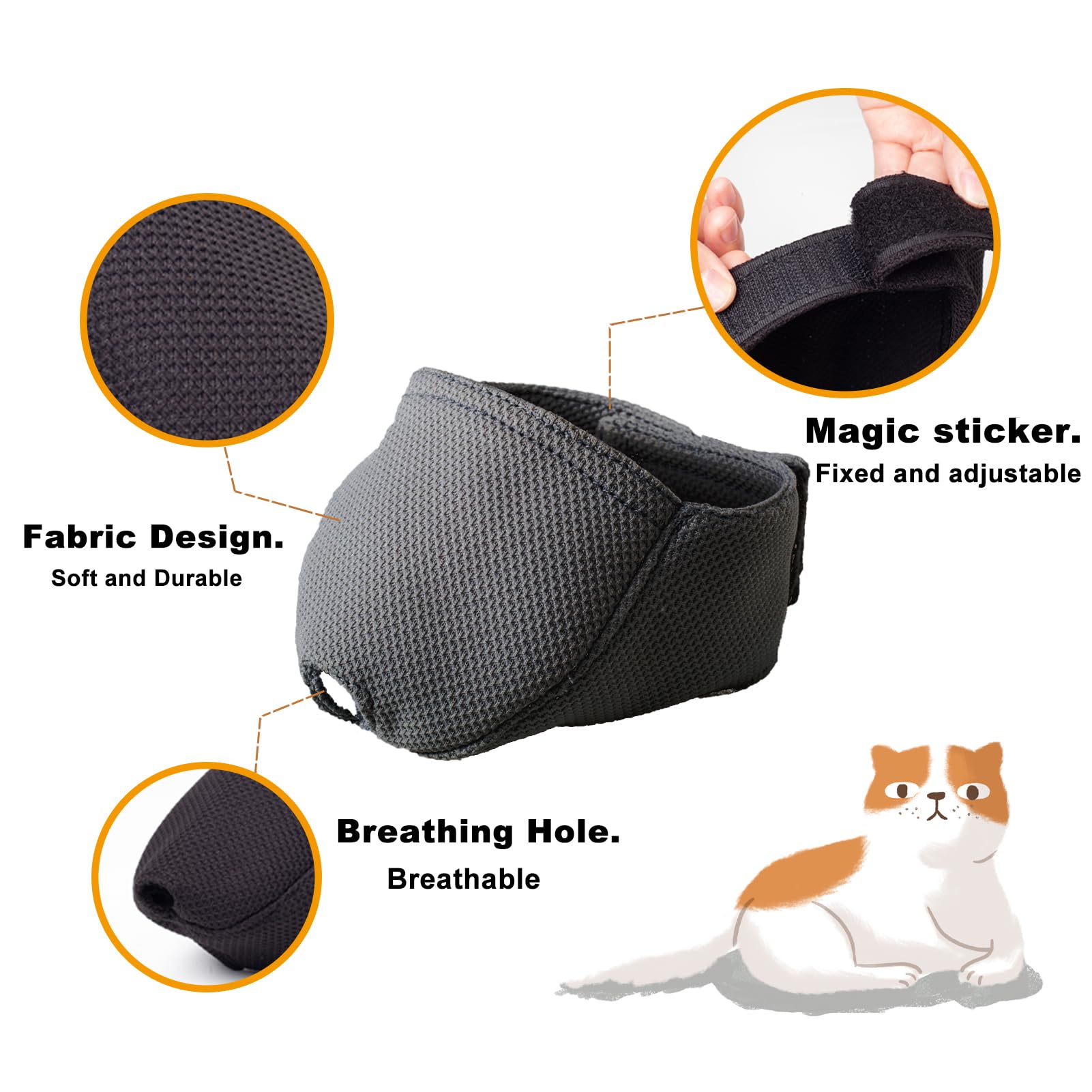 Wintchuk Cat Muzzle With Breathable Mesh, Cat Mouth Guard Muzzle For Prevent Biting Chewing Grooming (L,Black)