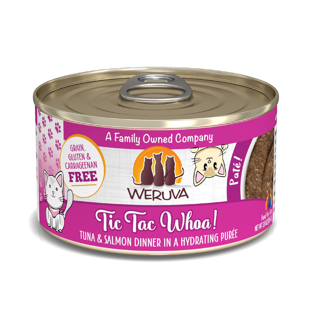 Weruva Wet Cat Food, Tic Tac Whoa With Tuna And Salmon Pate, 3Oz Can, Pack Of 12