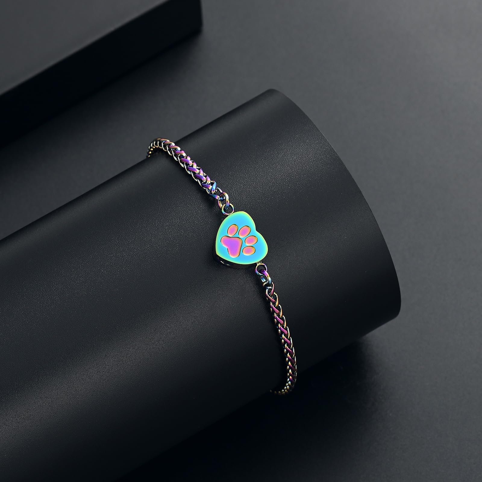 Qgjnsgc Heart Urn Bracelet For Ashes Pet Paw Cremation Bracelet For Pets Ashes Dog Memorial Bracelet For Ashes Paw Print Cremati