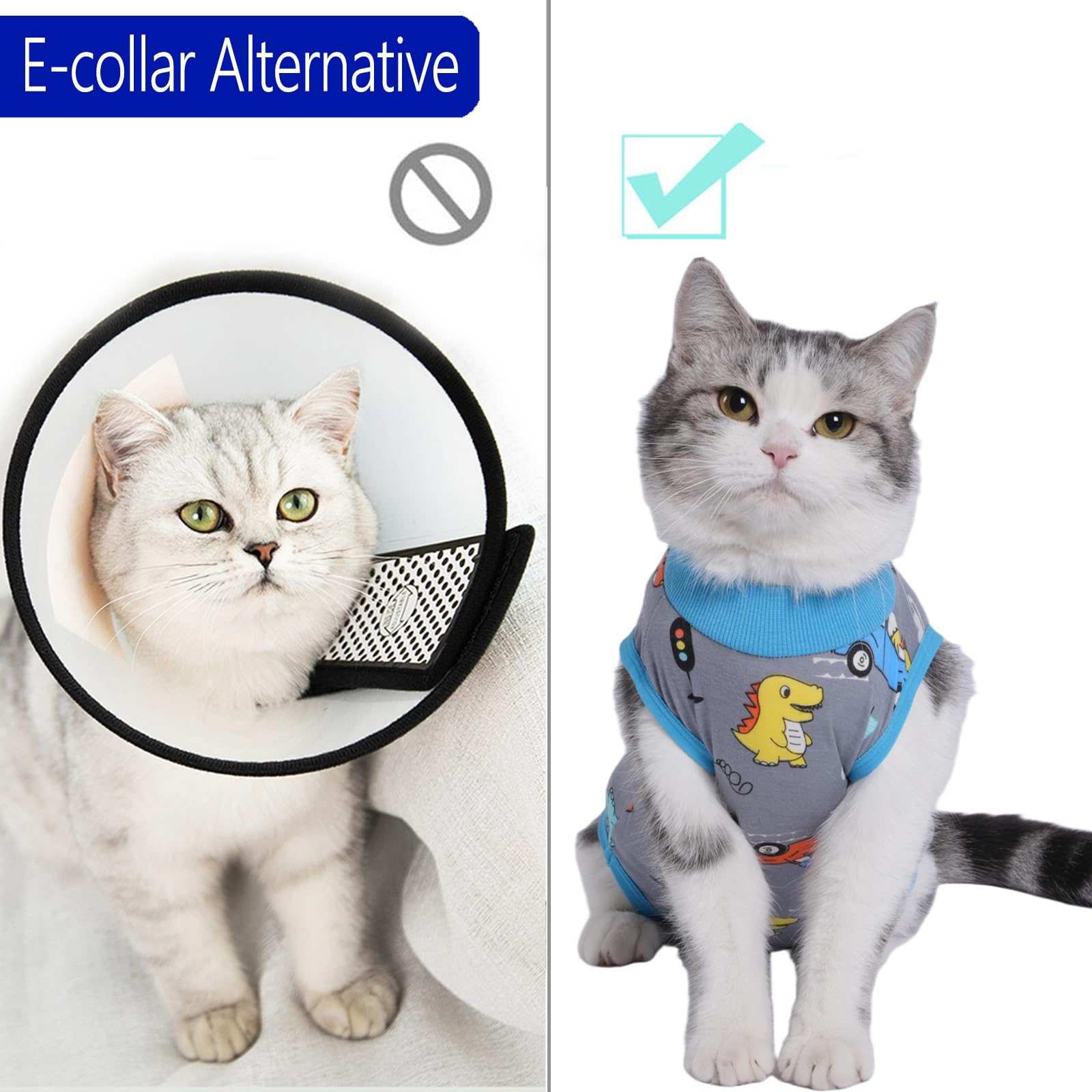 Kzrfojy Cat Surgery Recovery Suit Professional For Surgical Abdominal Wound Or Skin Diseases E-Collar Alternative For Cats After