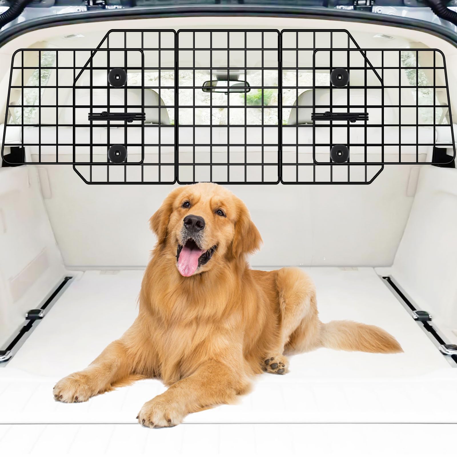 Feed Garden Adjustable Dog Car Barrier For Suvs,Cars,Vehicles, Trucks, Universal-Fit Pet Divider Gate Large Pet Barrier For Cargo Area 36.6' To 59' Width Black