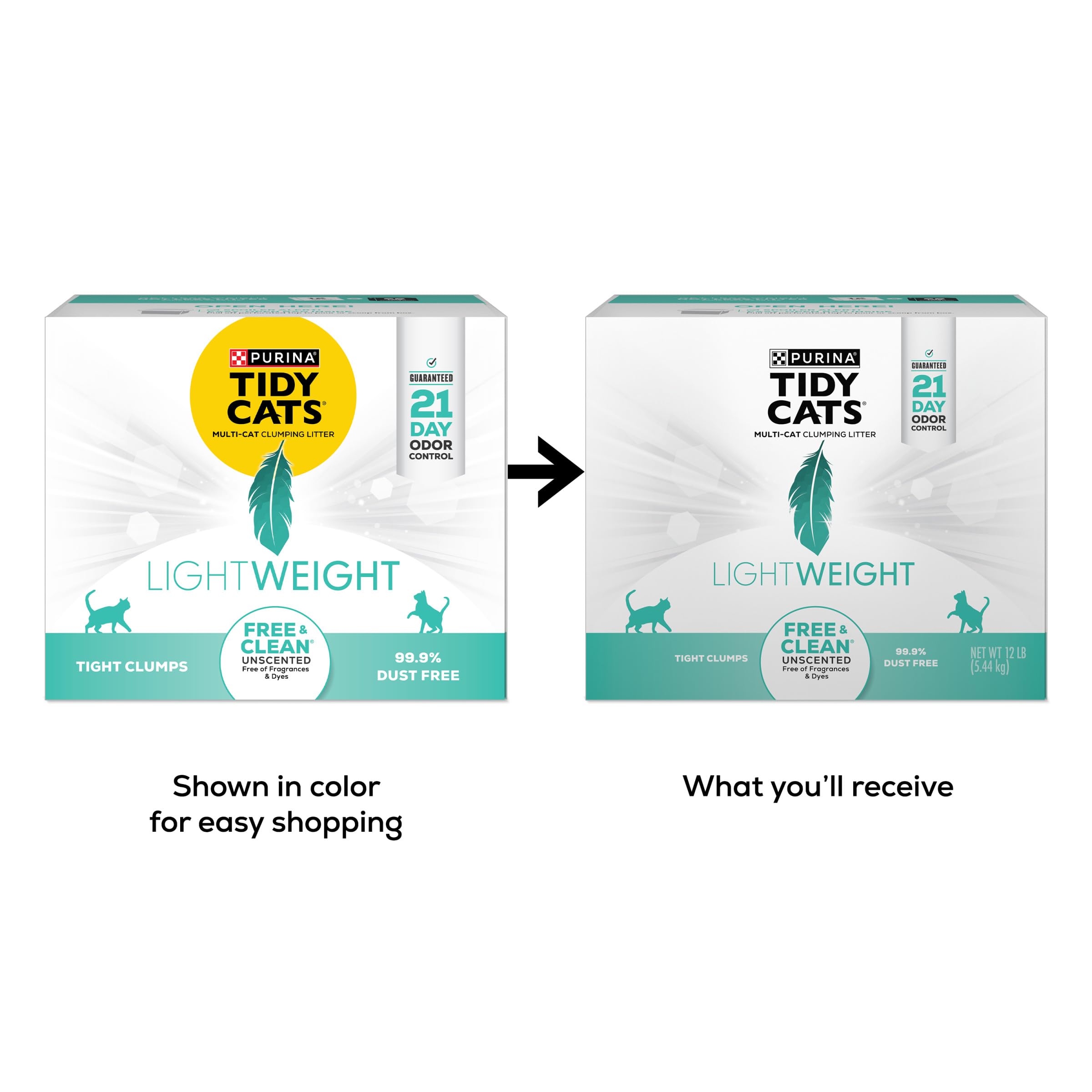 Purina Tidy Cats Low Dust, Clumping Cat Litter Odor Control, Lightweight Free And Clean Unscented, Multi Cat Litter - 12 Lb. Box