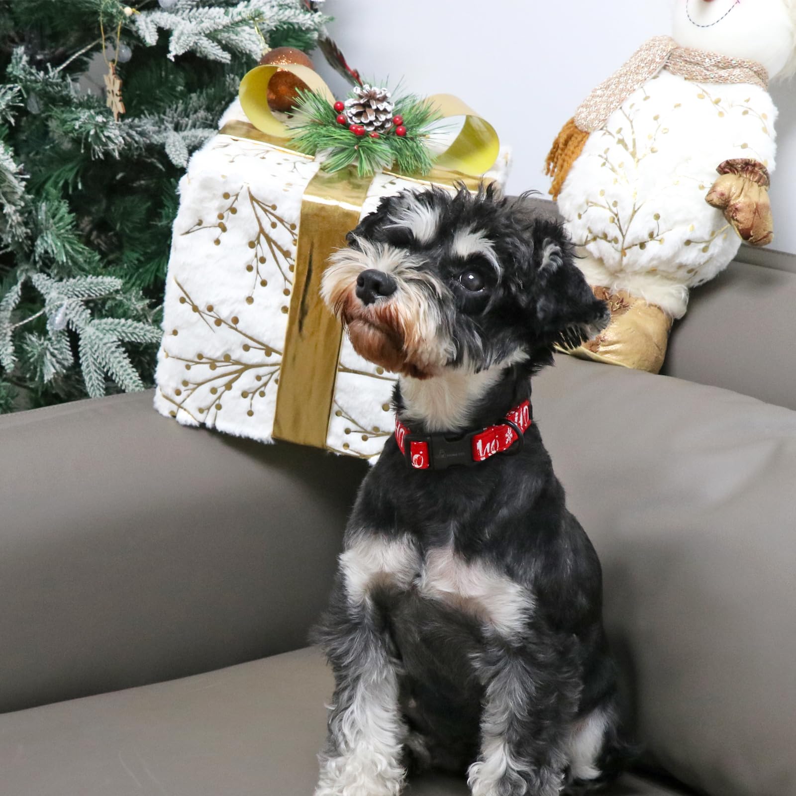 Aring Pet Christmas Dog Collar Cute Red Snowflakes Dog Collar, Adjustable Cotton Christmas Dog Collars Puppy Collar For Small Me