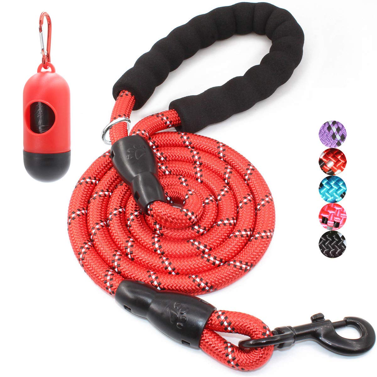 Baapet 2/4/5/6 Ft Dog Leash With Comfortable Padded Handle And Highly Reflective Threads For Small Medium And Large Dogs (4Ft-1/2'', Red)