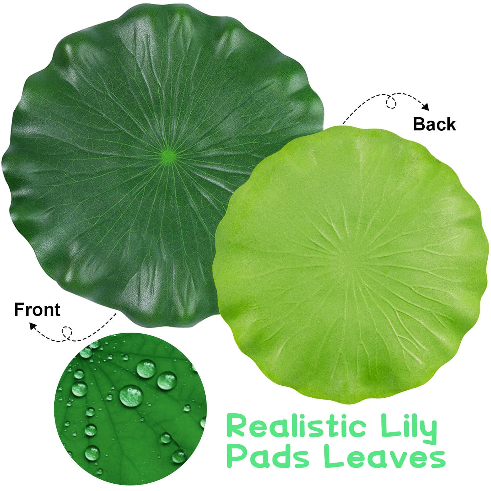 Ffniu 12Pcs Lily Pads For Ponds, Artificial Floating Foam Lotus Leaves, Lily Pads Foliage Pond Decor For Koi Fish Pool Patio Aquarium