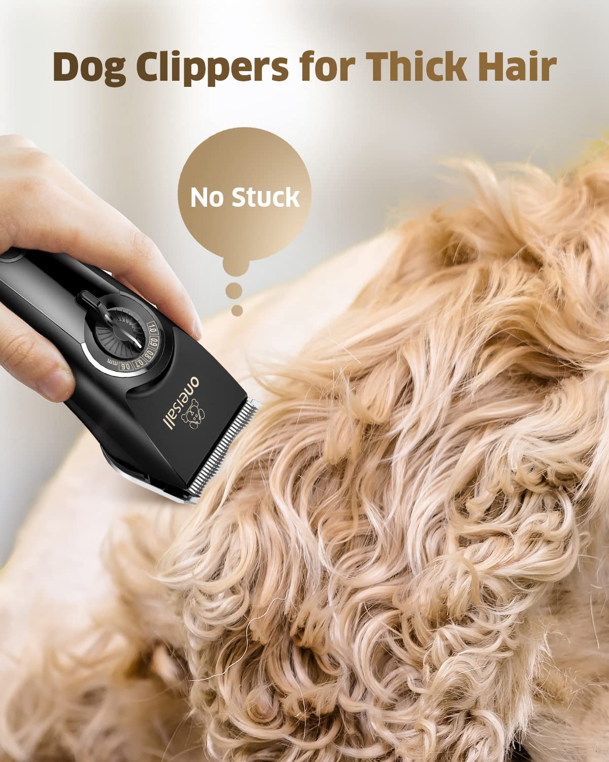oneisall Dog Clippers for Thick Coats - Heavy Duty, Low Noise Grooming Kit for Matted Hair, Perfect for Dogs and Cats