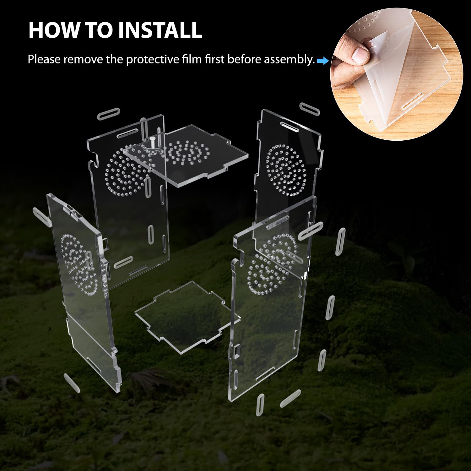 Acrylic Reptile Terrarium,8''*4''*4'' Mini Jumping Spider Enclosure Feeding Box With Secure Lock For Tarantula, Insects, Frogs,