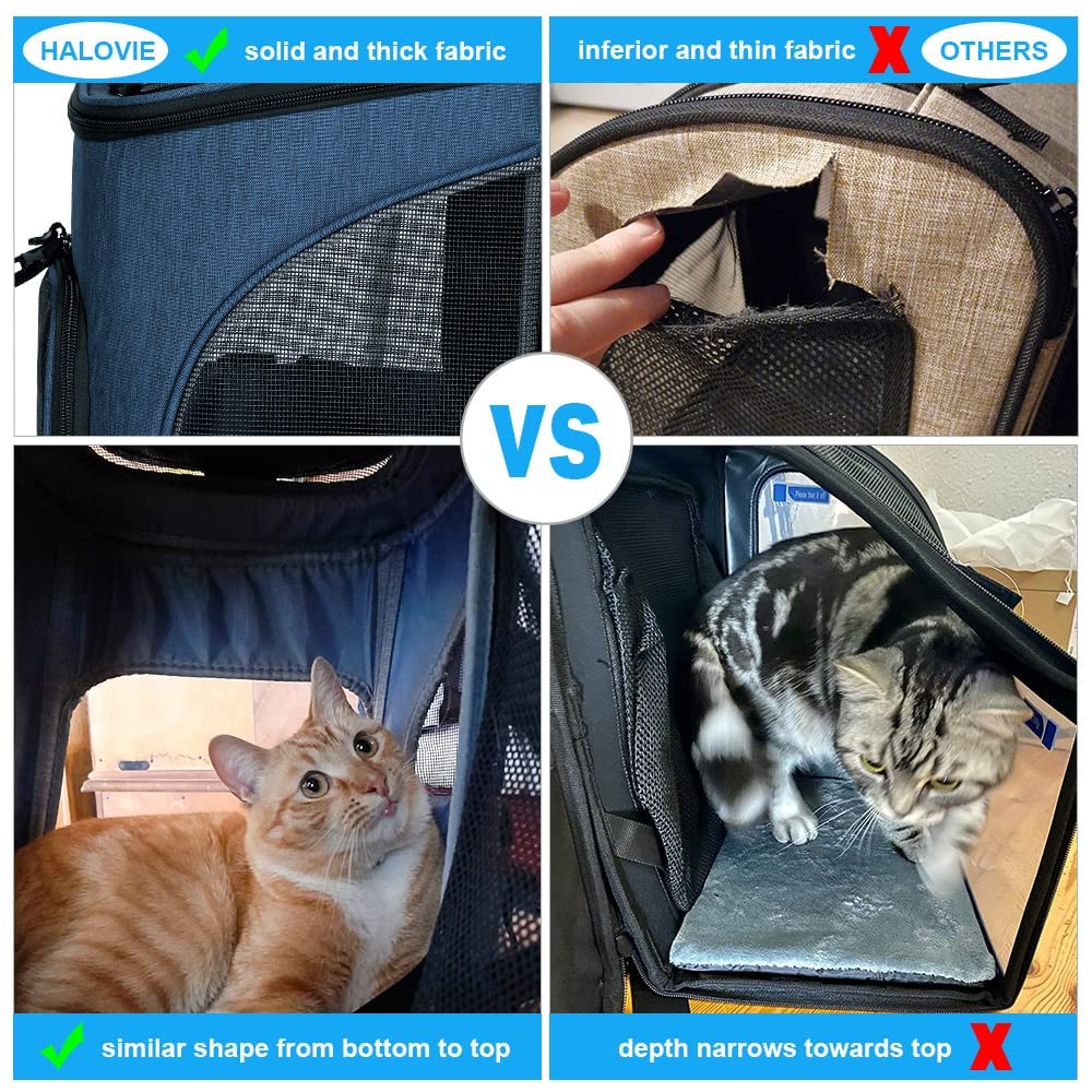Halovie Pet Carrier Backpack Expandable For Small Dogs Medium Cats Under 18 Lb, Mesh Breathable Foldable Puppy Travel Bags