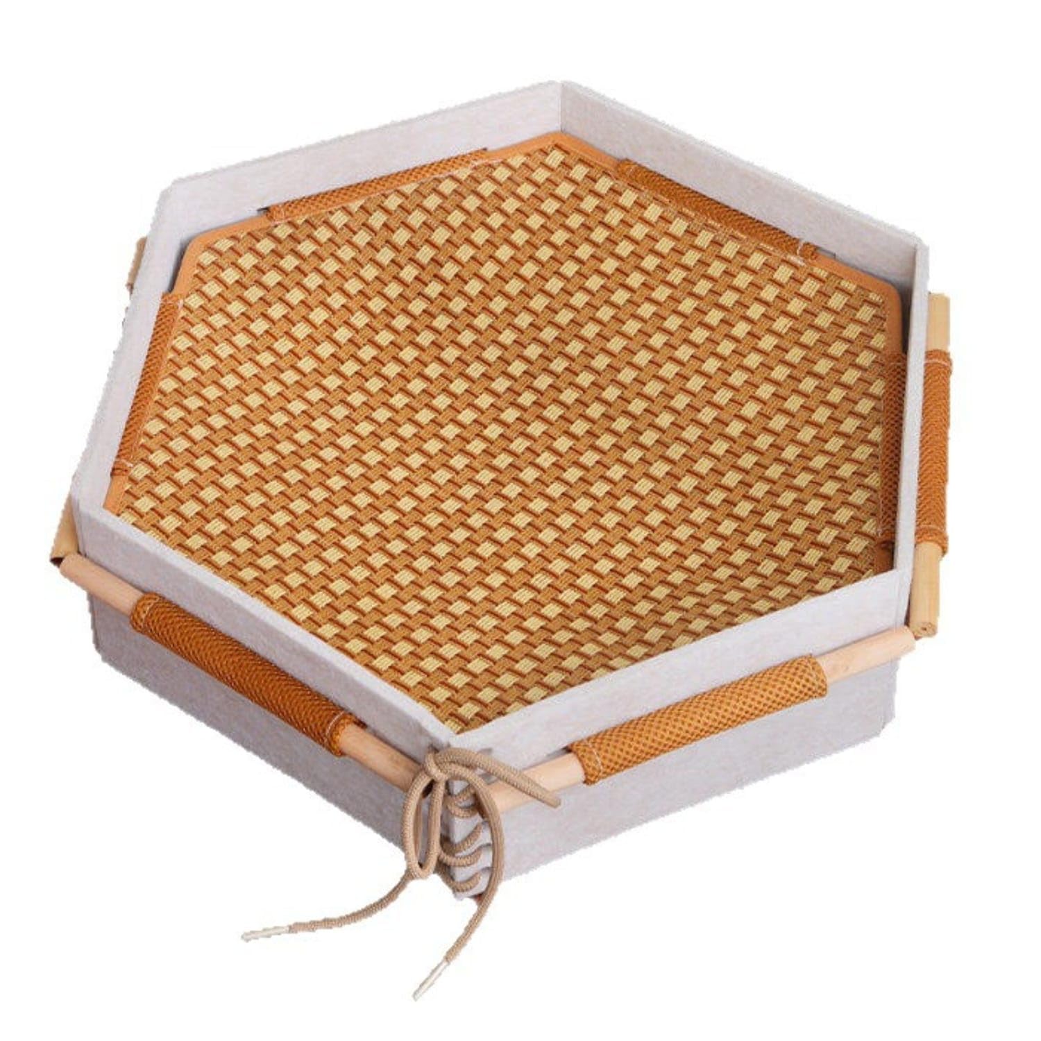Hexagonal Pet Bed with Woven Mat Breathable Elevated Pet Bed Ventilated LowRise for Small Dogs, Young Dogs, Kittens, Indoor, Li