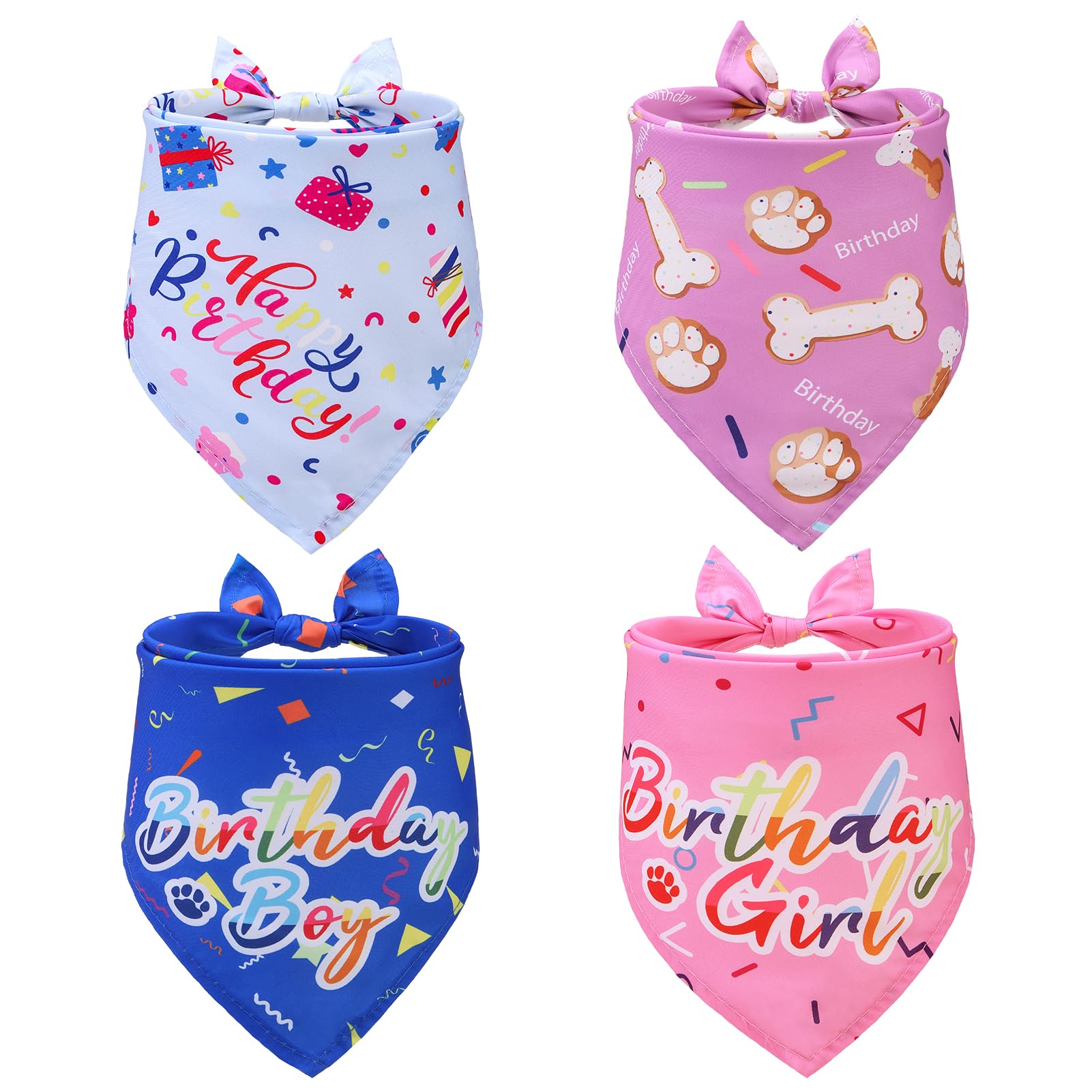 Expawlorer Dog Birthday Bandana - 4 Pack Party Supplies Dog Bandanas, Happy Birthday Gift Decorations Pet Scarf Kerchiefs For Bo