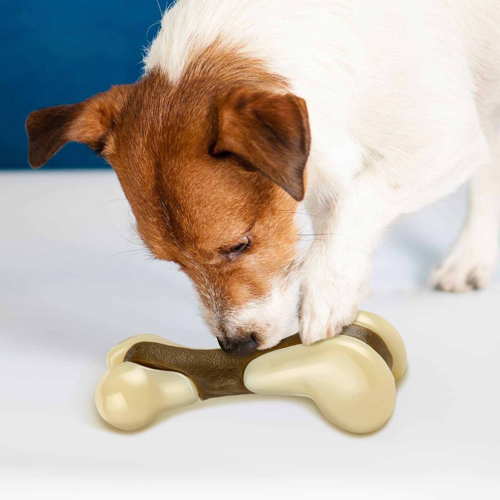 Sosation Dog Bones Toys for Aggressive Chewers, Nylon Beef Flavor, 2 Pack, Large & Small, Indestructible Teething Toys for Puppies