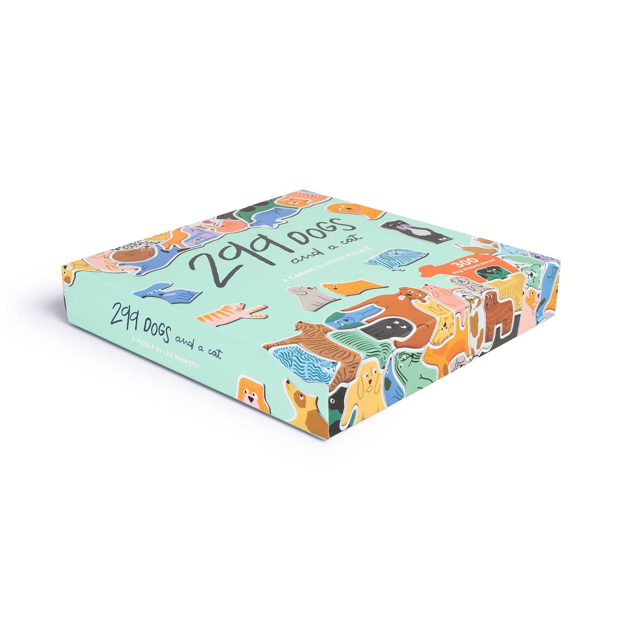 Laurence King 300 Piece Cluster Puzzle - 299 Dogs & a Cat - Cardboard - Pastel Shades - Model 9781913947156