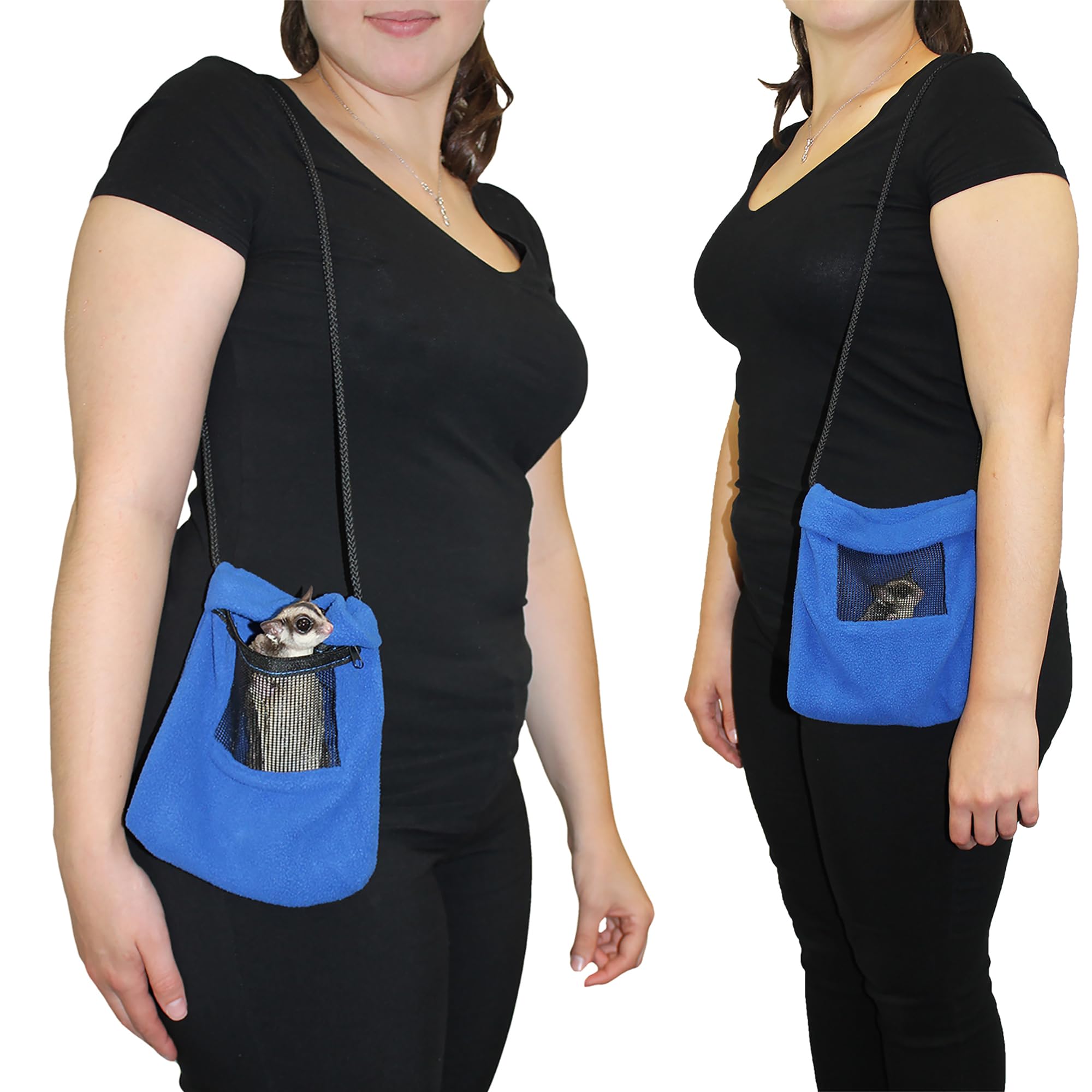 Exotic Nutrition 2 Pack Carry Pouch For Small Animals - Breathable Window, Strong Zipper, Adjustable Strap - Sugar Gliders Hamst