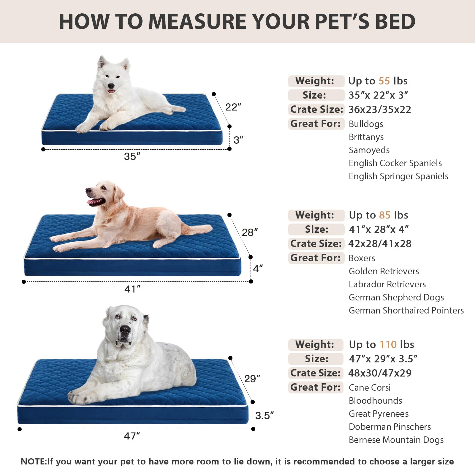 WNPETHOME Orthopedic Dog Bed for Large Dogs, Extra Large Waterproof With Removable Washable Cover & Anti-Slip Bottom, Egg Crate