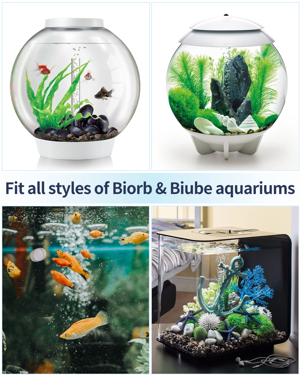 Pawfly Aquarium Replacement Air Stone Bubbler For Specific Classic Tube Flow Halo And Life Fish Tanks Mini Compatible Bubble Release Tool Oxygen Diffuser For Nano Air Pumps, 5 Pack