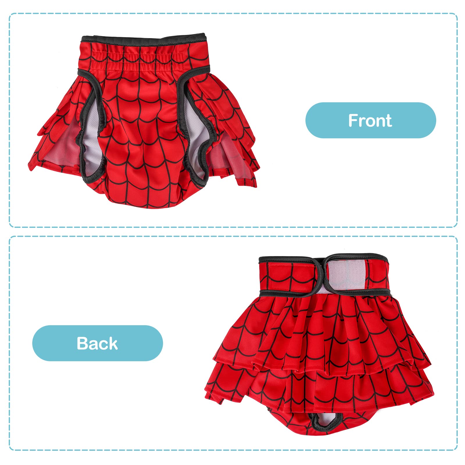 Avont Washable Dog Diapers for Female, Reusable Period Diapers, Size S, Red/Blue/White, Model AT-08363414