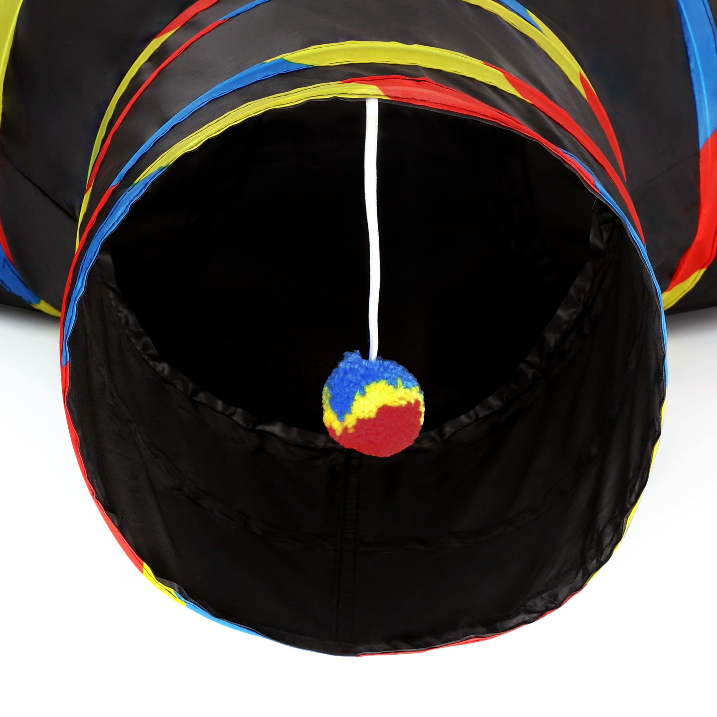 Tempcore Pet Cat Tunnel Tube Cat Toys 3 Way Collapsible, Cat Tunnels For Indoor Cats,Kitty Tunnel Bored Cat Pet Toys Peek Hole Toy Ball Cat, Puppy, Kitty, Kitten, Rabbit Black & Rainbow