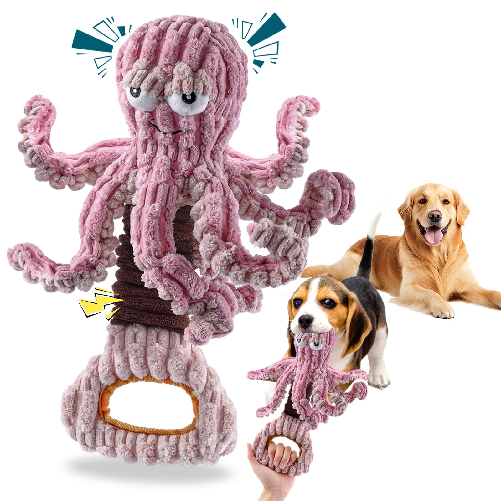 Yzhduxiu Squeaky Dog Toys, Octopus Dog Toy For Aggressive Chewers, Interactive Tug Of War Puppy Toy To Keep Them Busy(Purple)