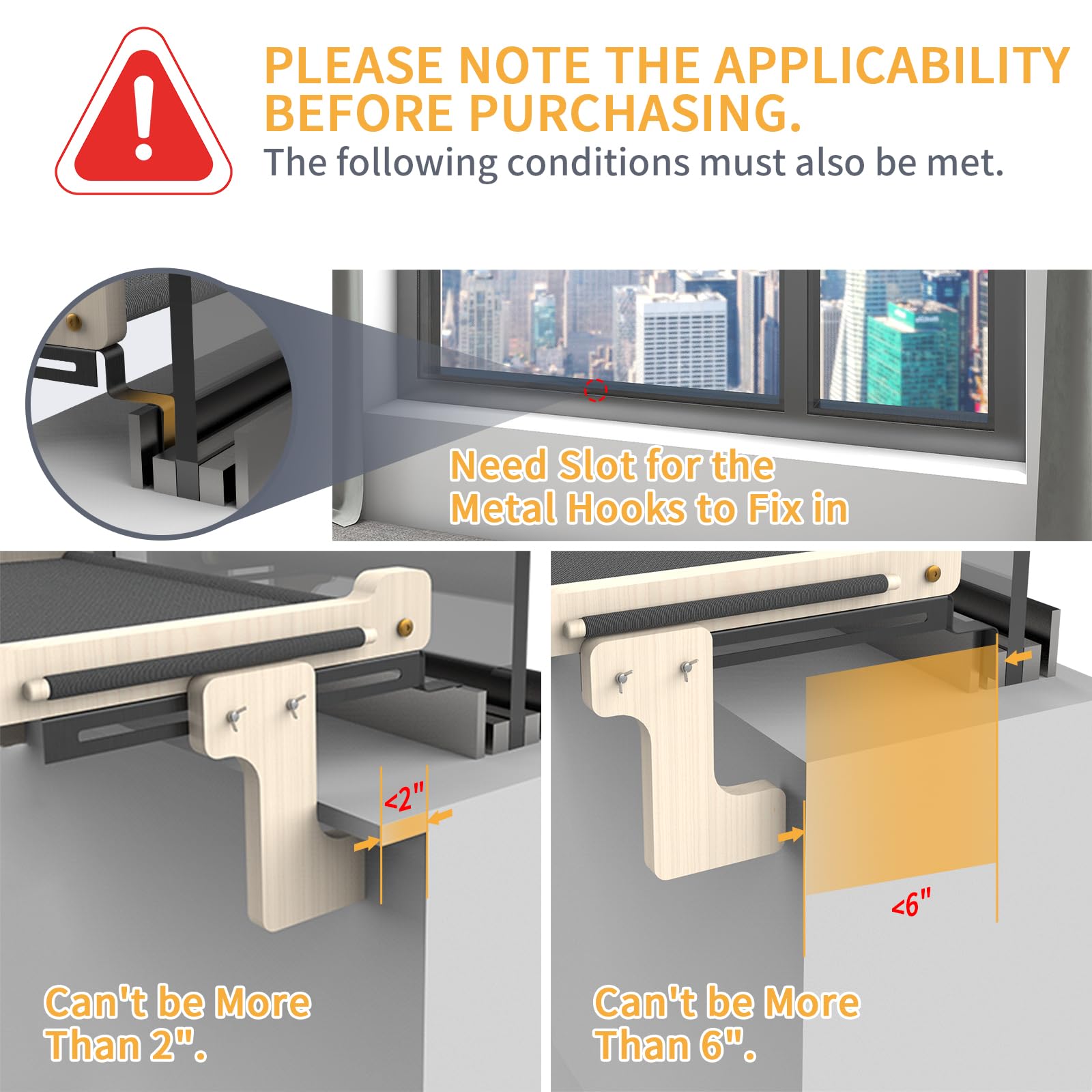 Topmart Cat Window Perch - Indoor Bed With Wood & Metal Frame, Easy To Adjust & Assemble Hammock Seat