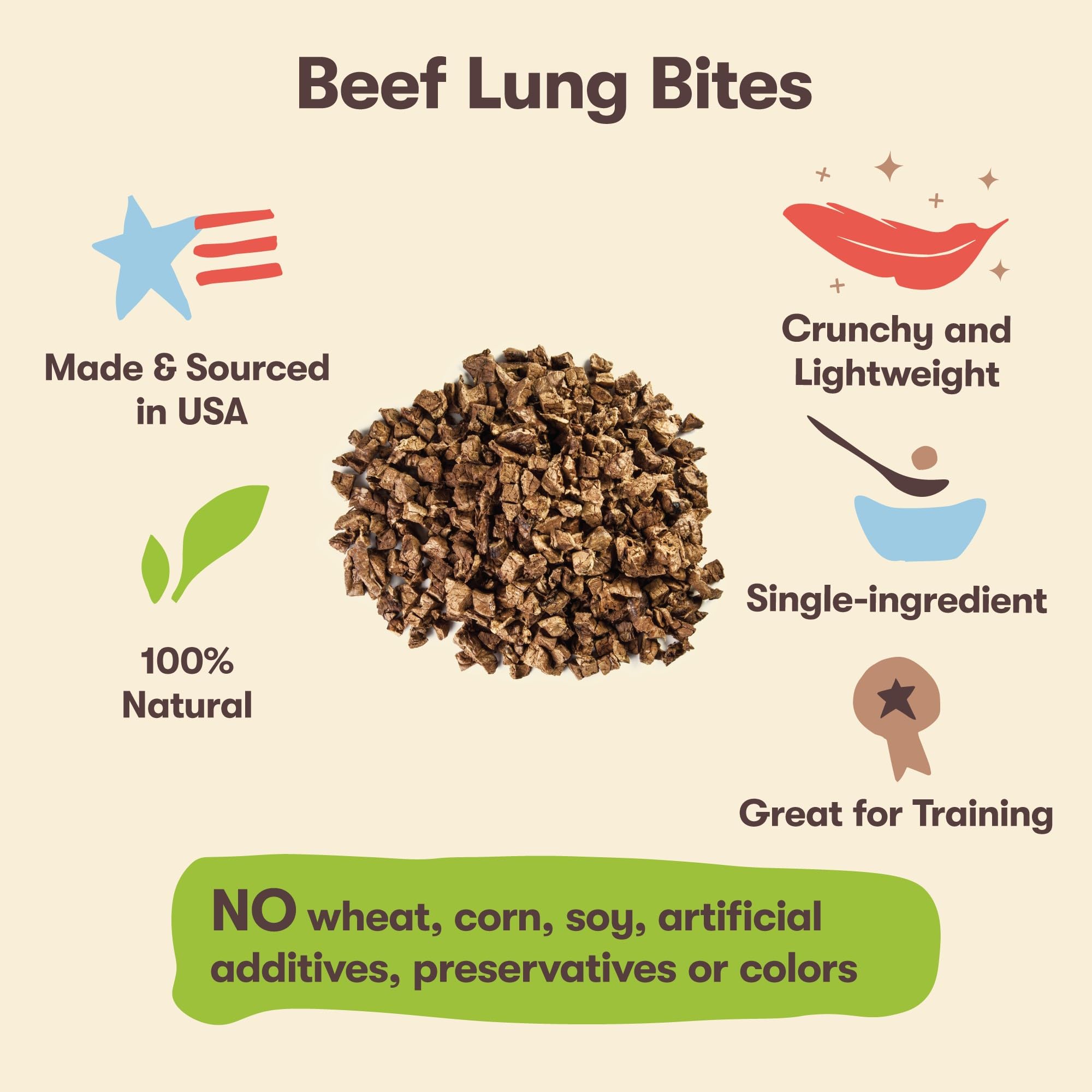 Pet 'n Shape Beef Lung Dog Treats - USA Made Training Treats, 1 lb, Orange, Model 12076