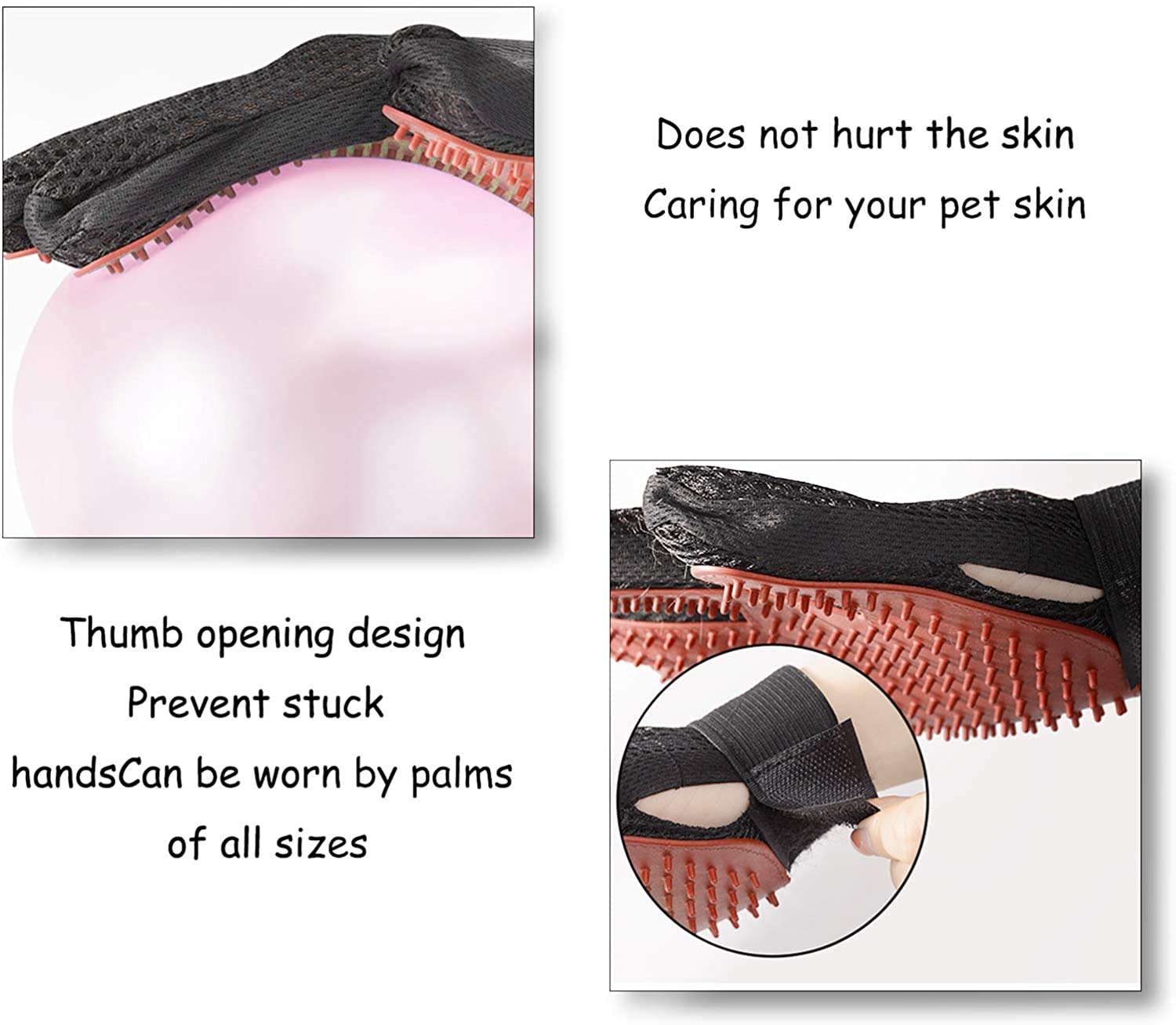 STARROAD-TIM Pet Grooming Glove Hair Remover Brush Gentle Deshedding Efficient Pet Mitt Pet Massage Gloves Left & Right Hand Dra