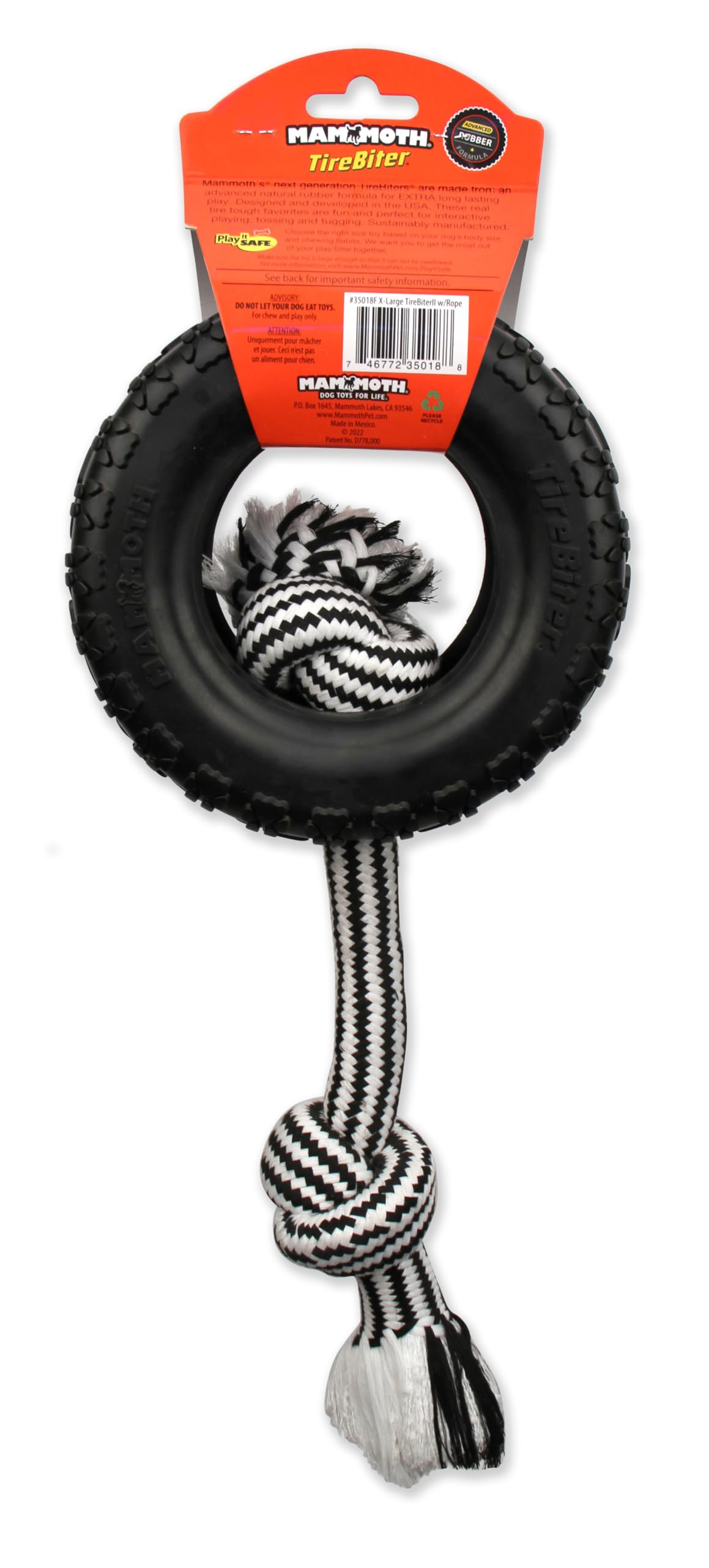 Mammoth Pet Products 43735018: Tirebiter Ii With Rope Dog Toy, Xl
