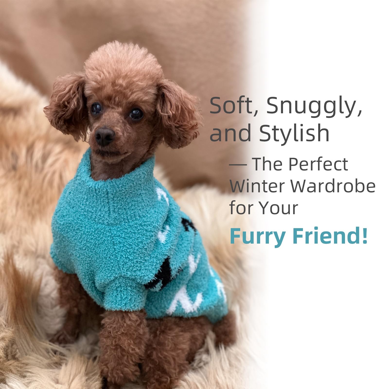 Mengmengda Dog Sweaters Dog Pullover Sweater Dog Clothes Cold Weather Cable Knitwear Thick Warm Outfits For Medium Dogs Large Dogs(Turquoise-Xl