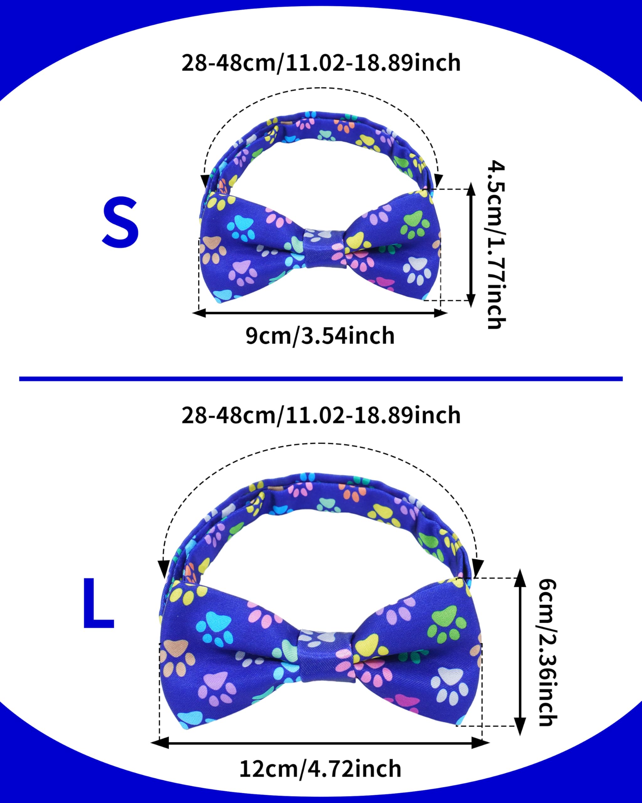 Pet Show 50 Pack Paw Print Dog Bow Ties Collar For Large Medium Dogs Adjustable Bowties Neckties Bowknots Bulk Pet Grooming Acce
