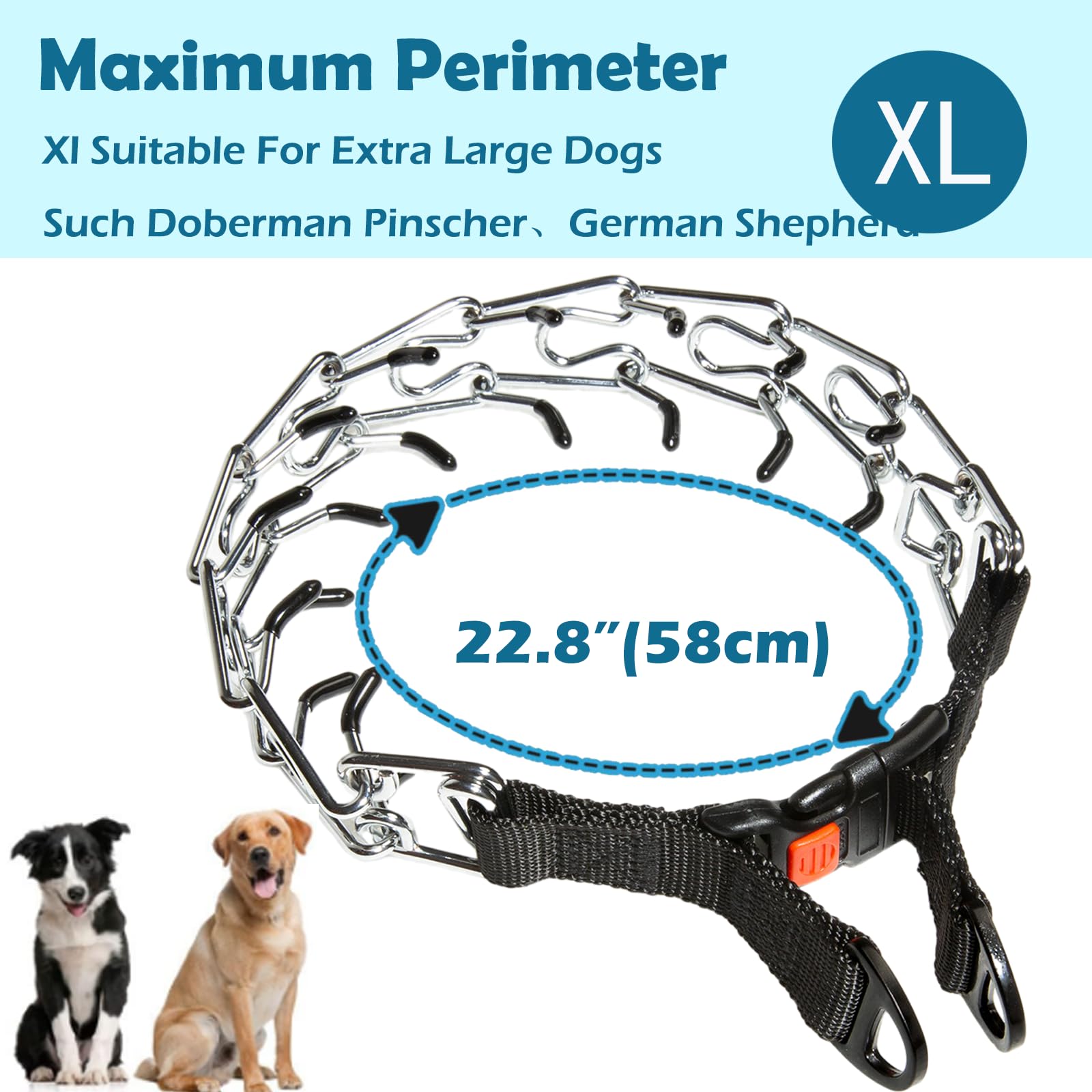 Woskar Prong Collar For Dogs,Adjustable Pinch Collar For Small Medium Large Dogs,Dog Martingale Collars(Xl,20''-23'')