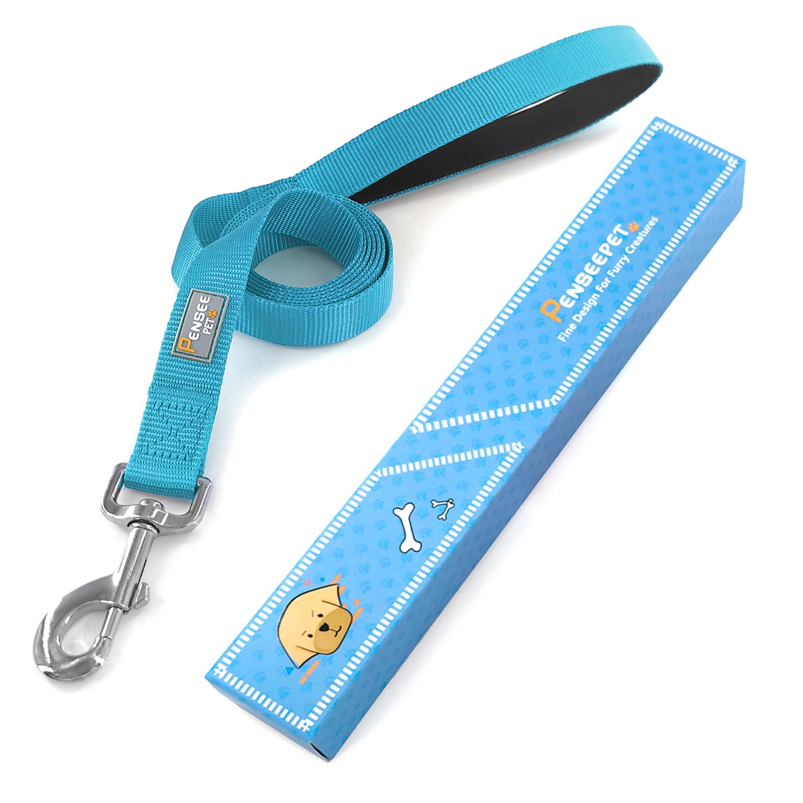 Penseepet Basic Dog Leashes 6 Ft Padded Handle Nylon Dogs Leashes For Medium Dogs Light Blue