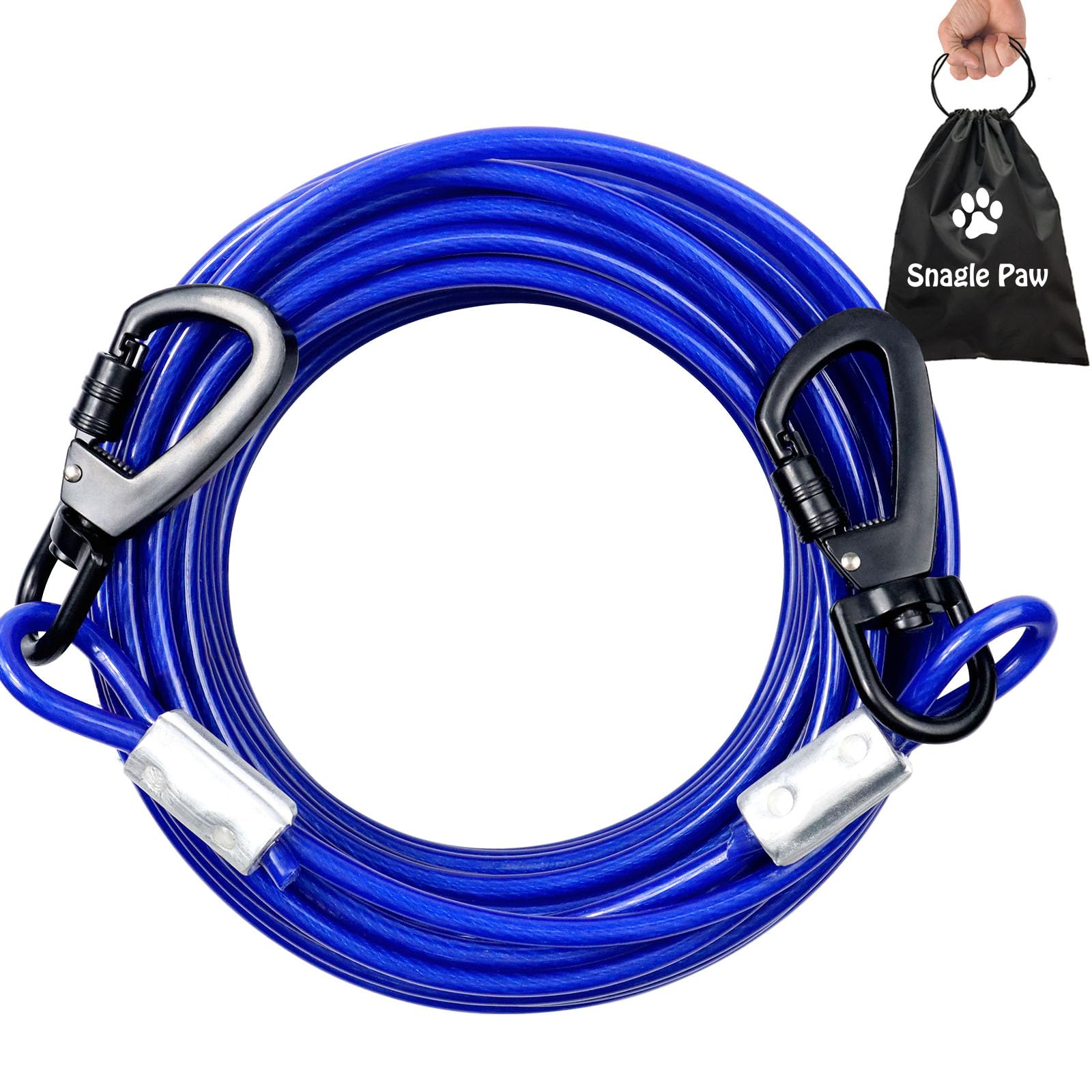 Tie Out Cable For Dogs, 50Ft Dog Leads For Yard Chew Proof, Heavy Duty Dog Tie Out Cable For Large Dogs Up To 250Lbs, Durable Do